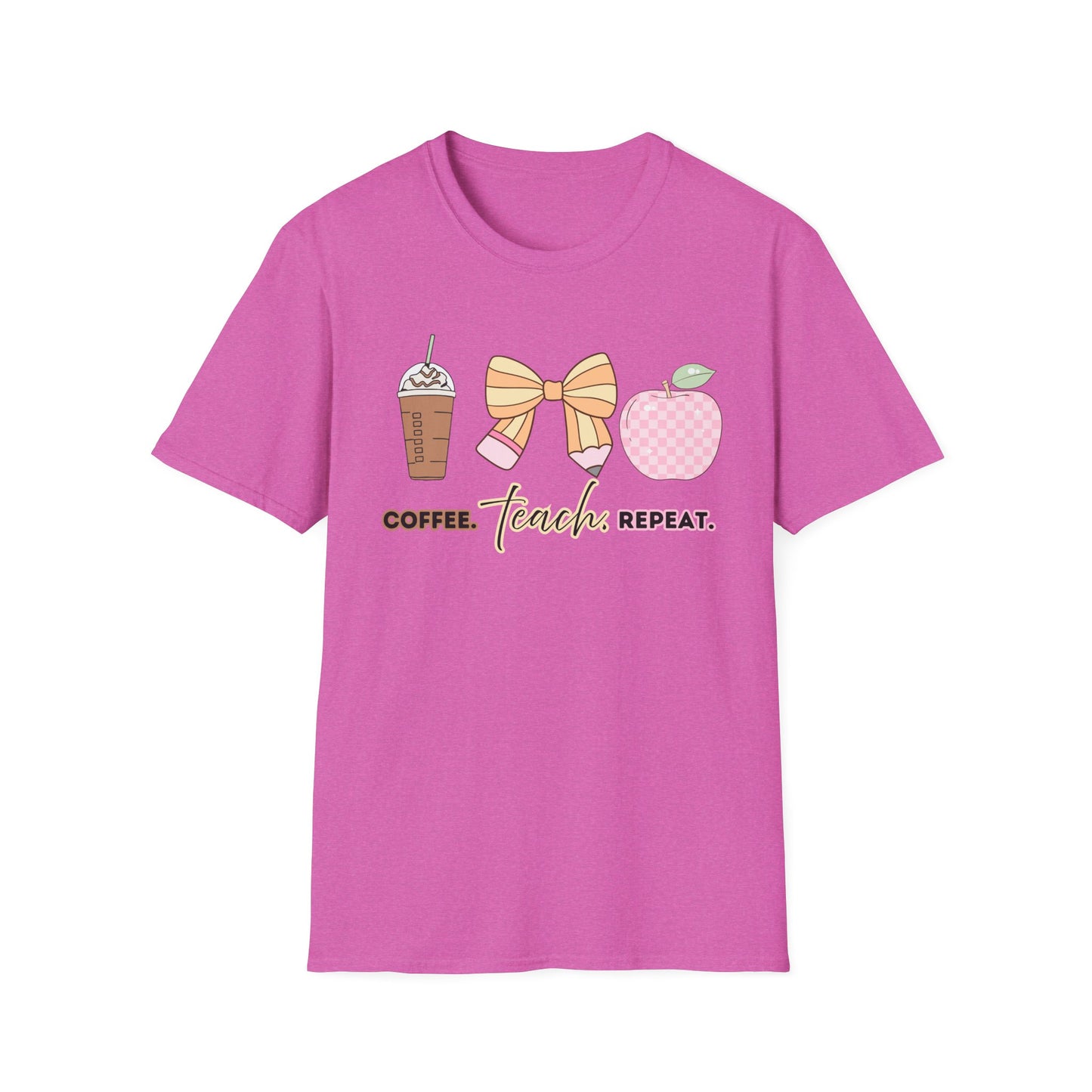 Coffee Teach Repeat Unisex Softstyle T-Shirt - Teacher