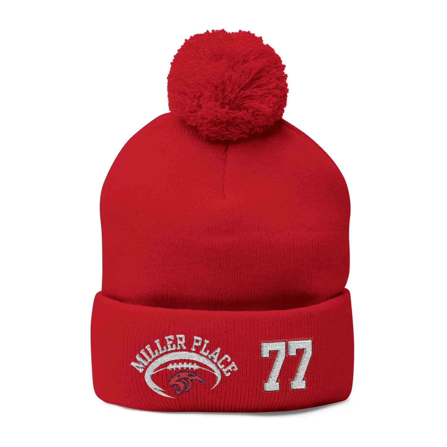 #77 Miller Place Football Winter PomPom Hat