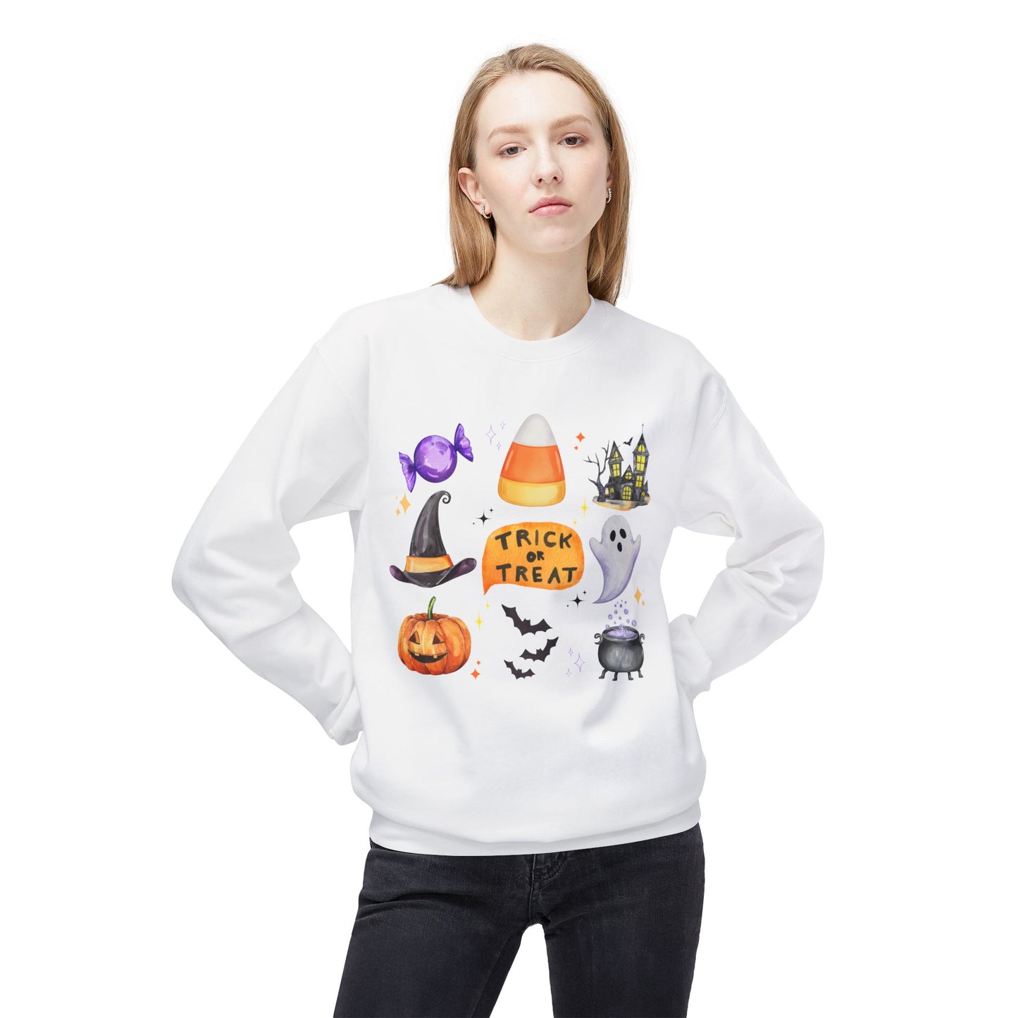 Trick or Treat- Unisex Midweight Softstyle Fleece Crewneck Sweatshirt