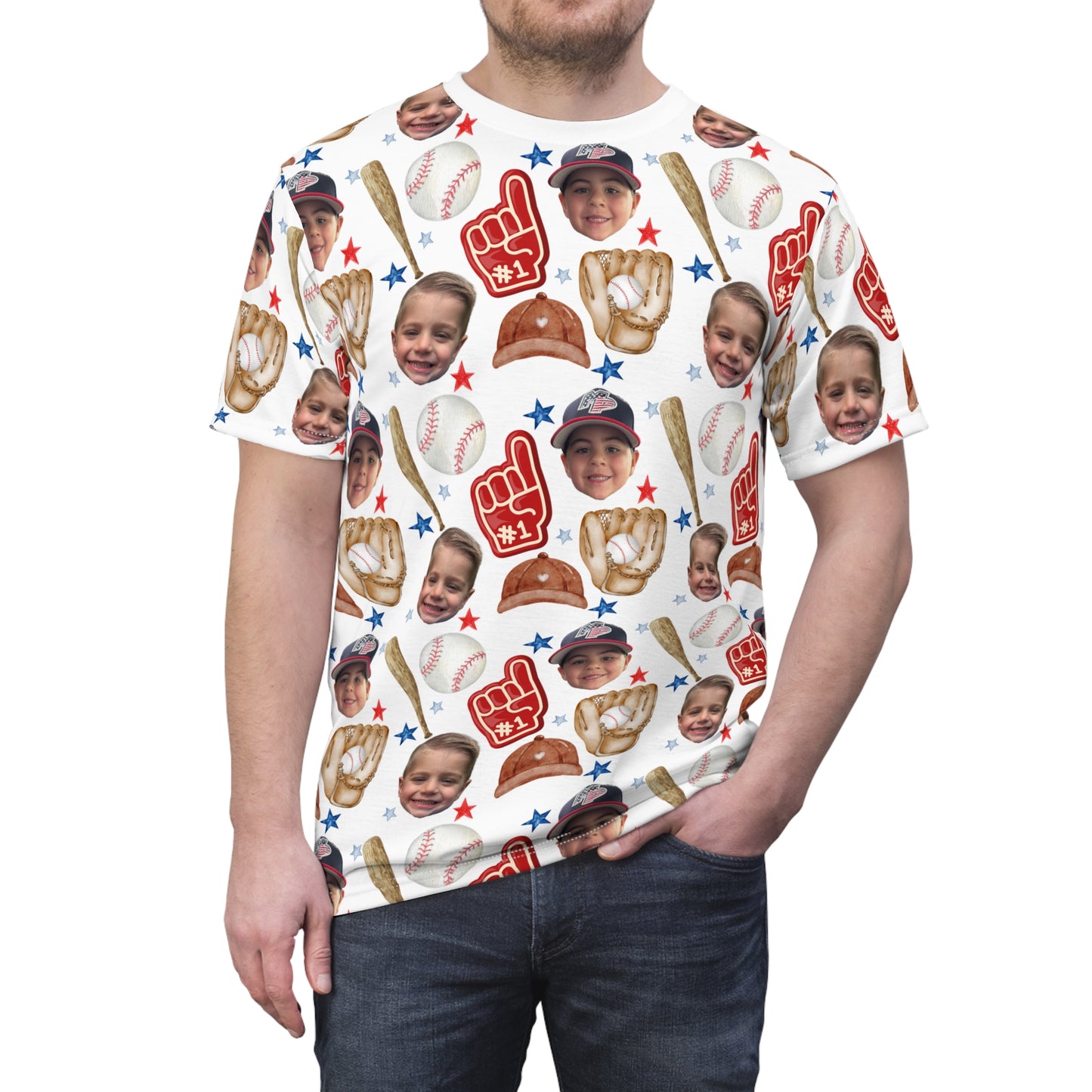 Fatherhood- Baseball Custom Face- Unisex Cut & Sew Tee (AOP)
