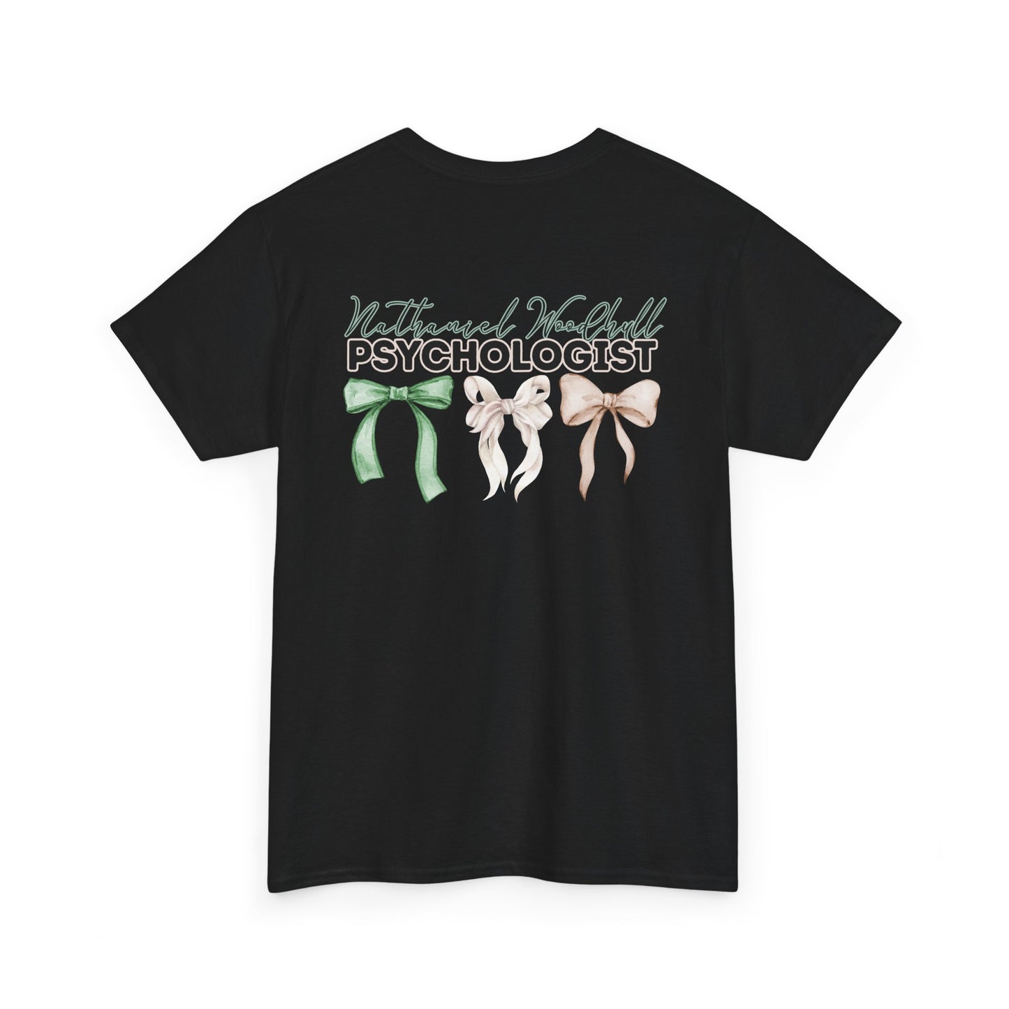 Woodhull Psychologist and Bows- Unisex Heavy Cotton Tee with Bow Design