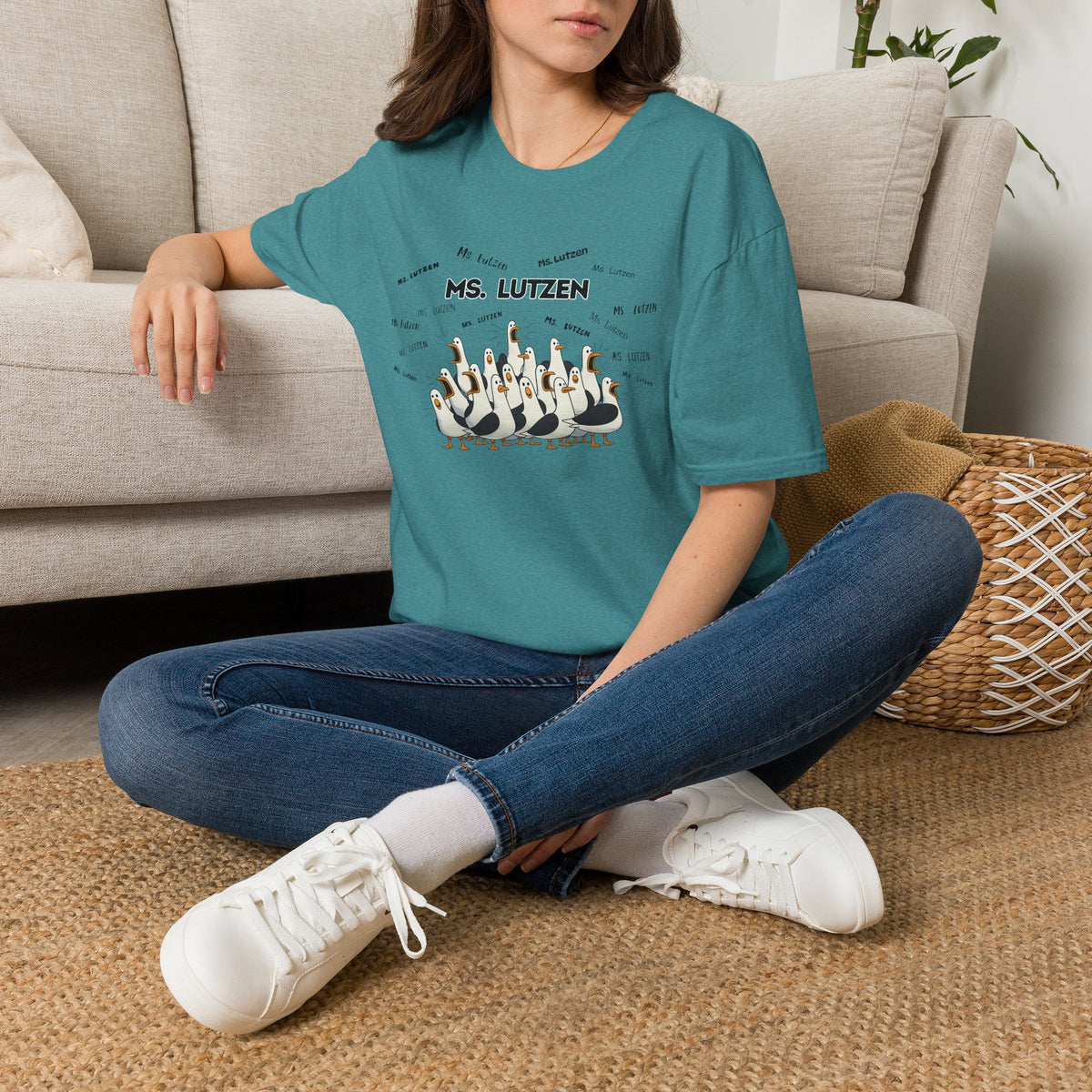 Ms. Lutzen- Seagull Crew Graphic T-Shirt — Personalized