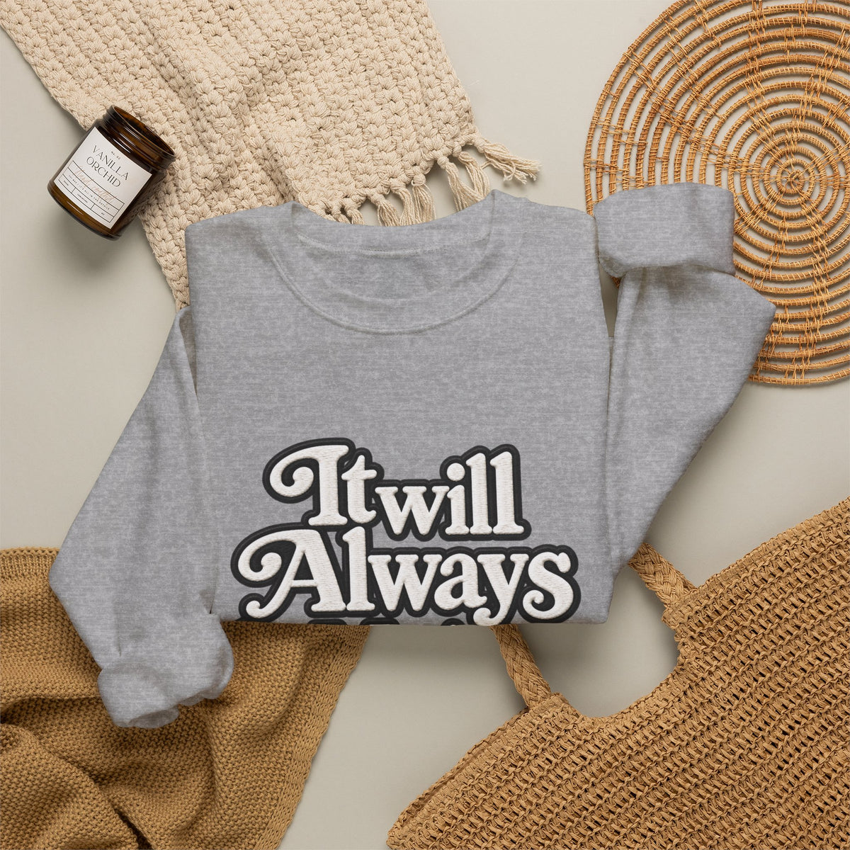 "Moriches or Nowhere" w/ apple- LARGE FRONT Crewneck Sweatshirt