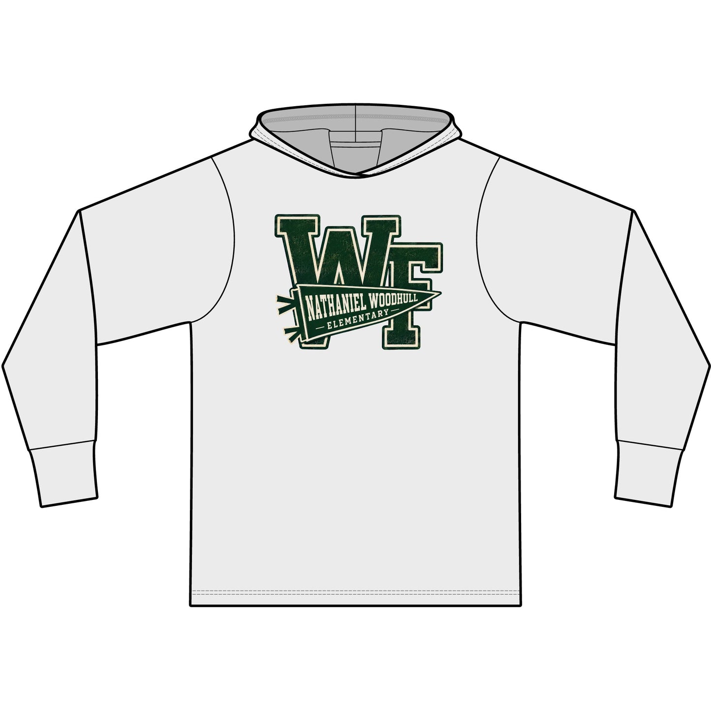 Woodhull Pennant Logo — Garment-Dyed Pullover Hooded Tee