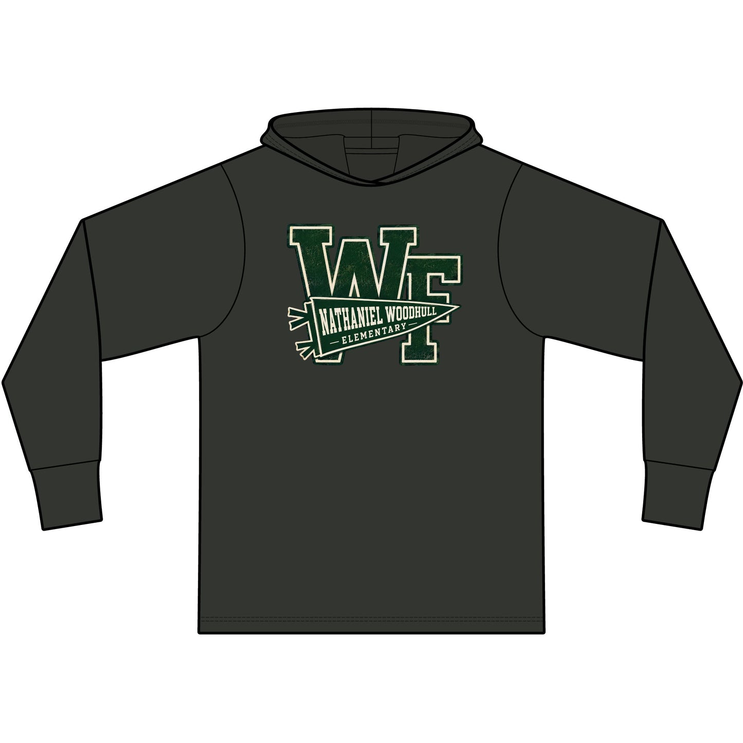 Woodhull Pennant Logo — Garment-Dyed Pullover Hooded Tee