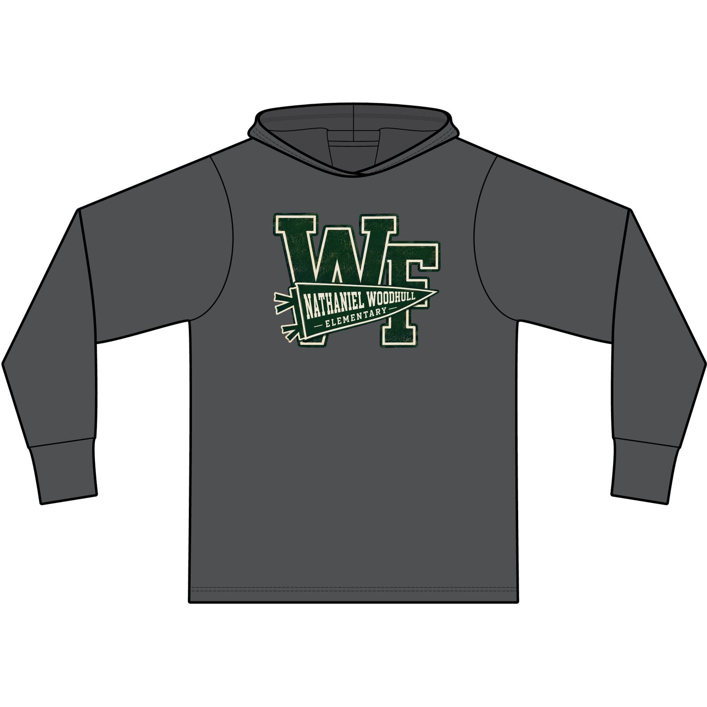 Woodhull Pennant Logo — Garment-Dyed Pullover Hooded Tee