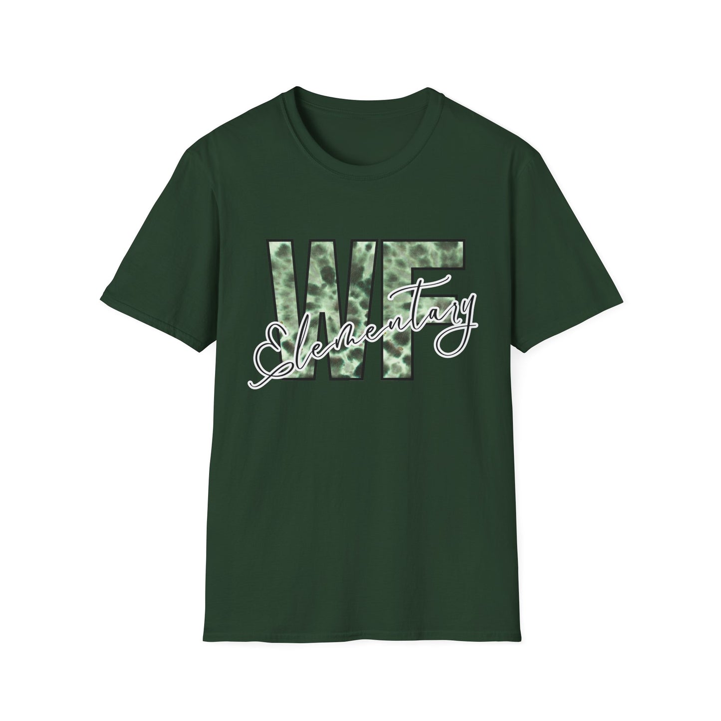 Tie Dye WFE Stylish Unisex Softstyle T-Shirt with WF Elementary Design