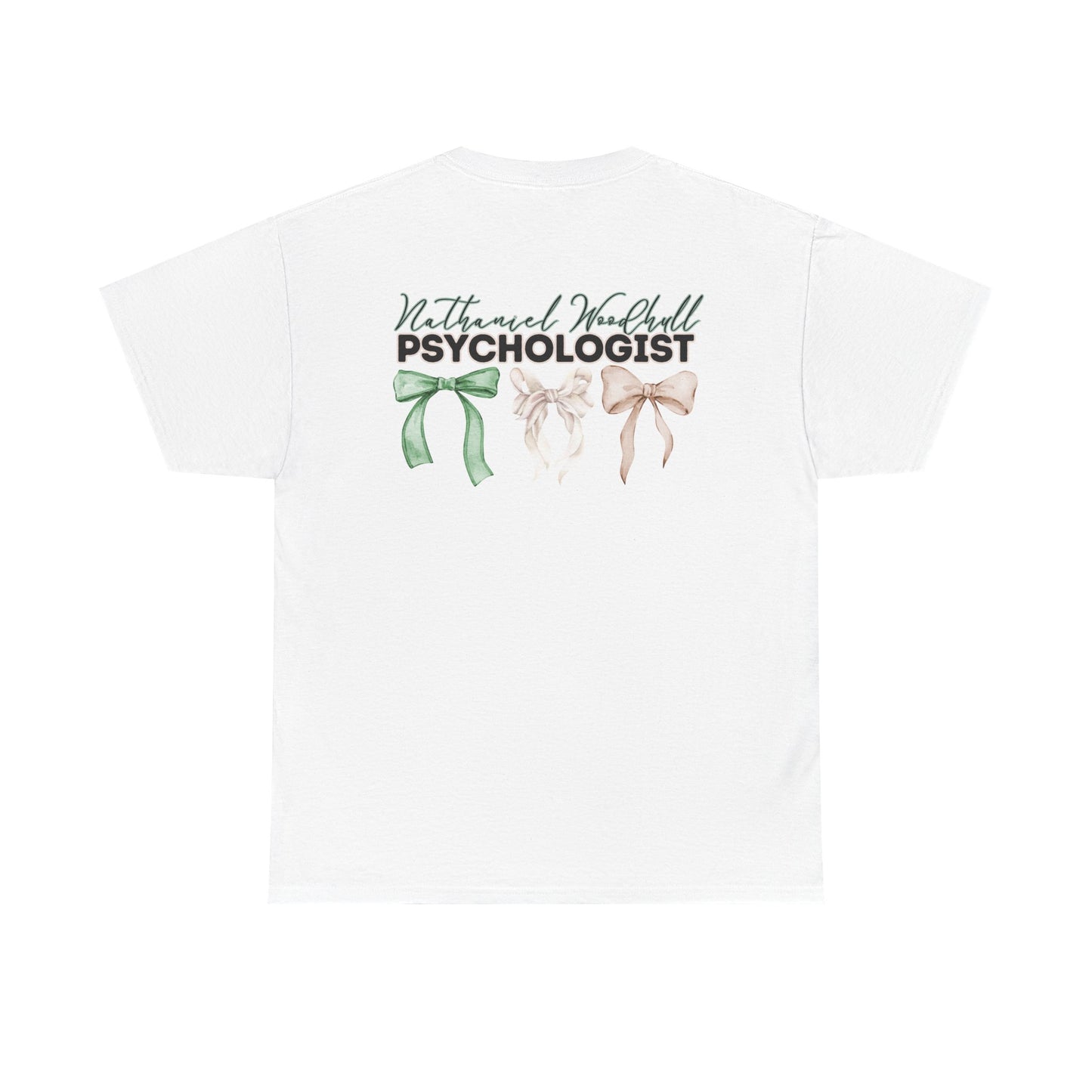 Woodhull Psychologist and Bows- Unisex Heavy Cotton Tee with Bow Design
