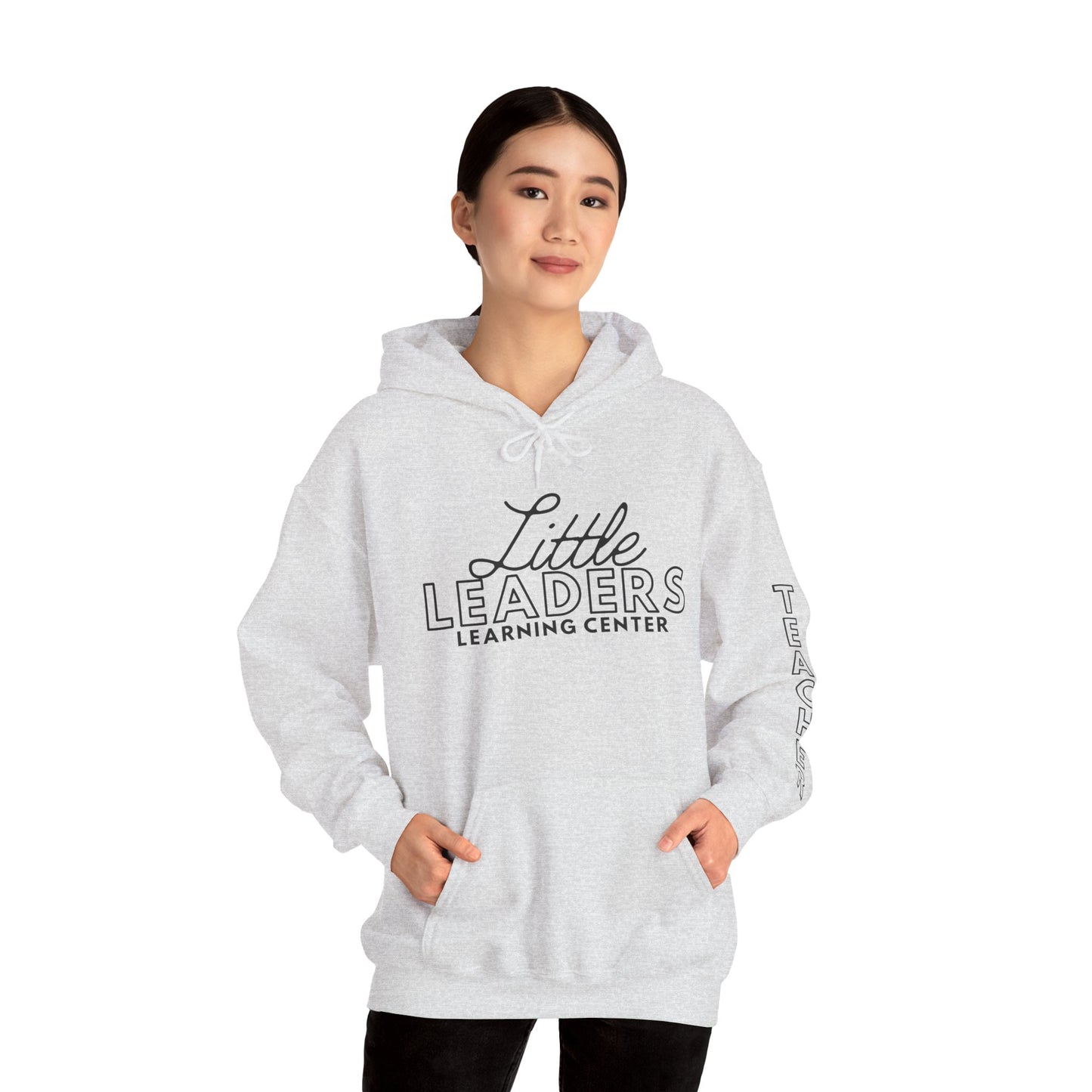 Little Leaders Teacher Simple Design Hoodie w/ Teacher on Sleeve - Cozy Unisex Sweatshirt