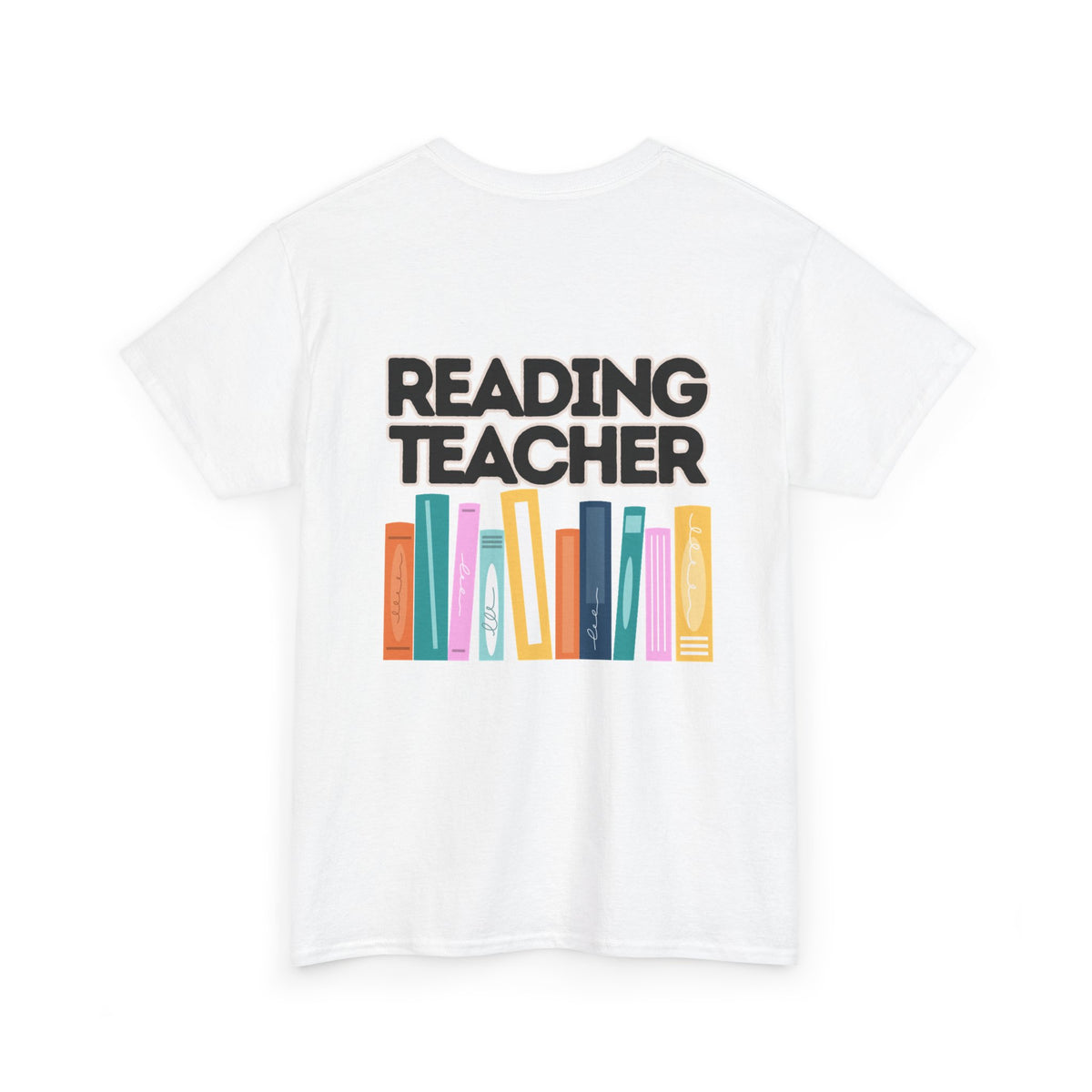Moriches Reading Teacher with Books 2- Unisex Heavy Cotton Tee