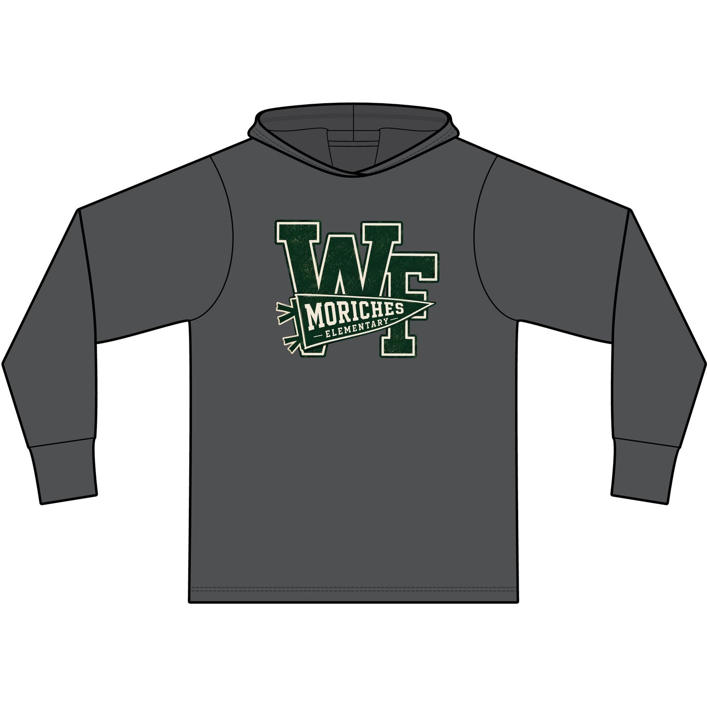 Moriches Pennant Logo — Garment-Dyed Pullover Hooded Tee