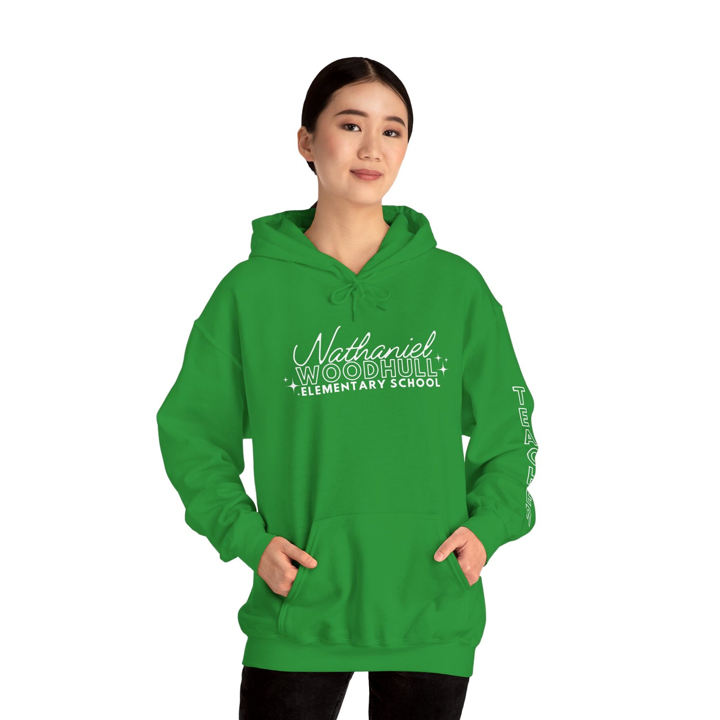 Woodhull Teacher Simple Design Hoodie w/ Teacher on Sleeve - Cozy Unisex Sweatshirt
