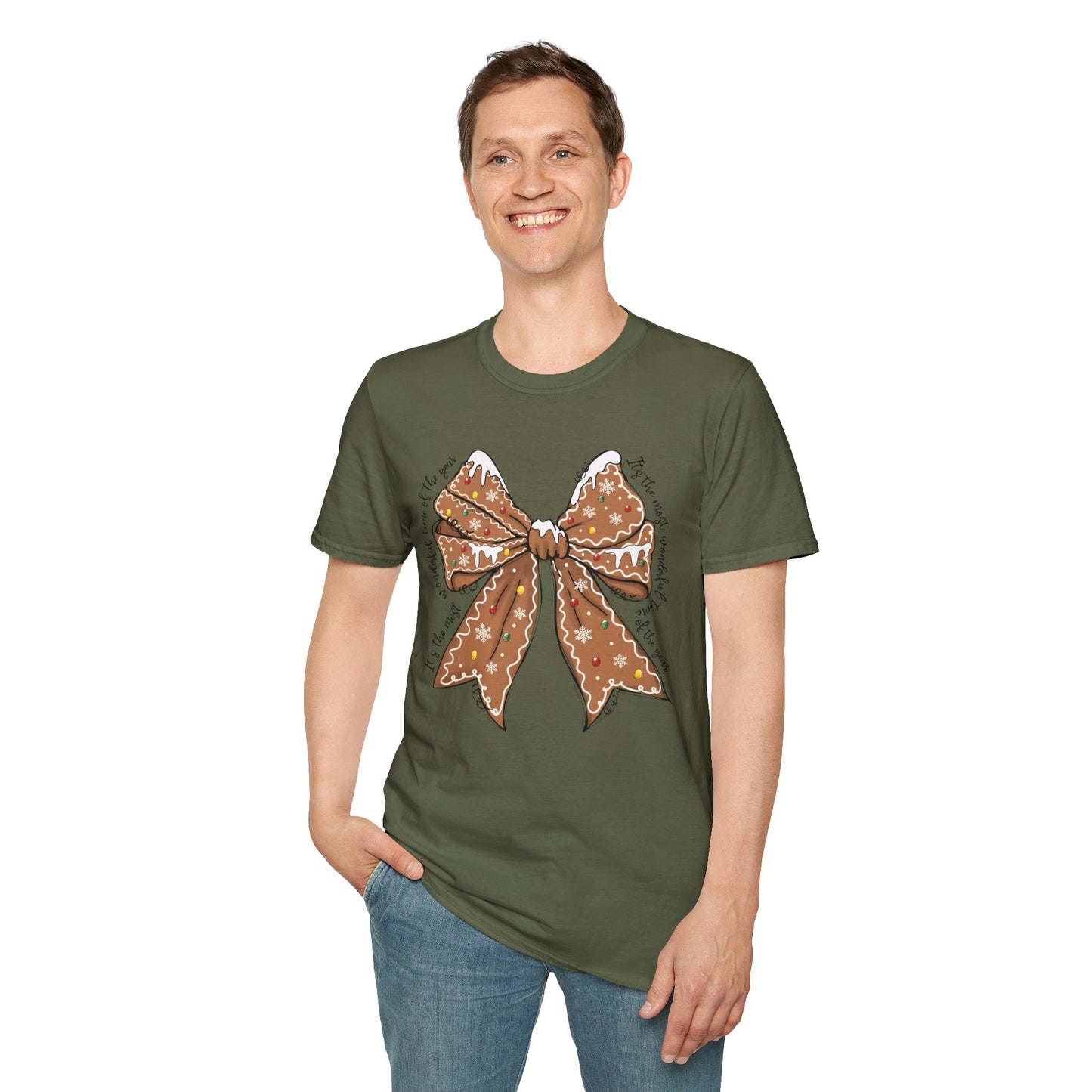 Gingerbread Bow- Christmas Unisex t-shirt