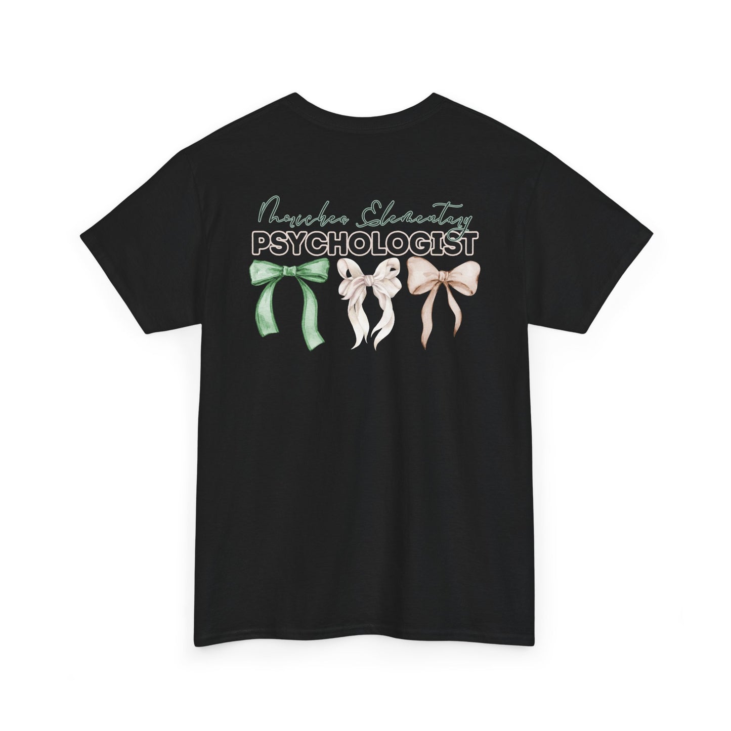 Moriches Psychologist and Bows- Unisex Heavy Cotton Tee with Bow Design