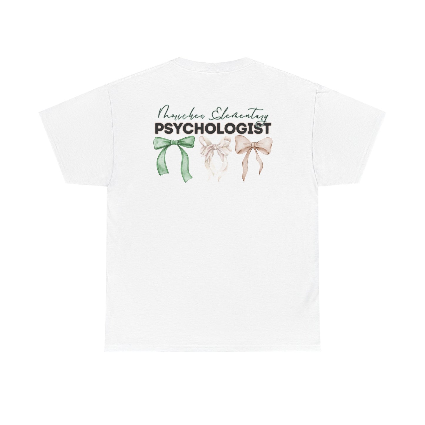 Moriches Psychologist and Bows- Unisex Heavy Cotton Tee with Bow Design