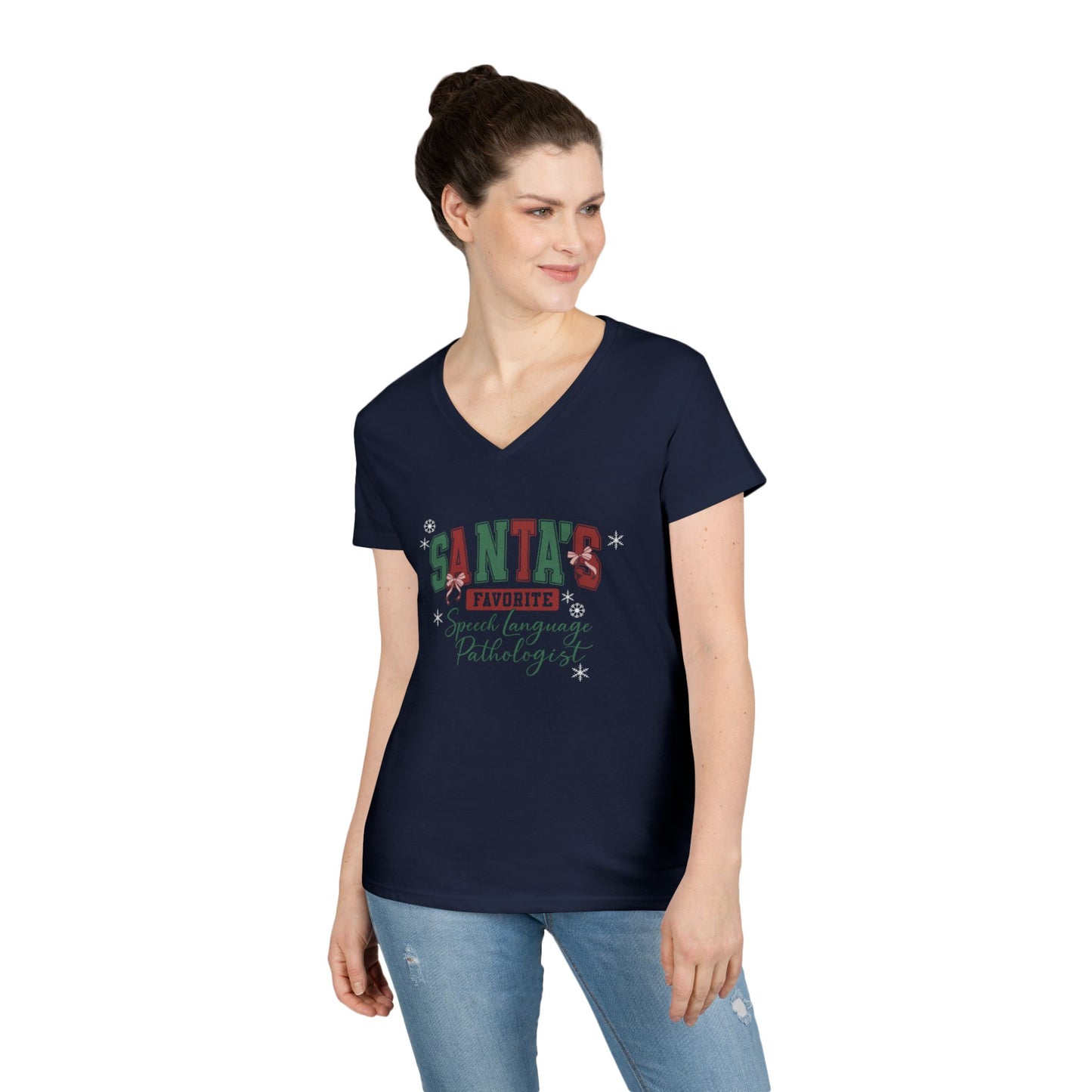 Santa’s Favorite Speech Language Pathologist- Christmas V-Neck Tee