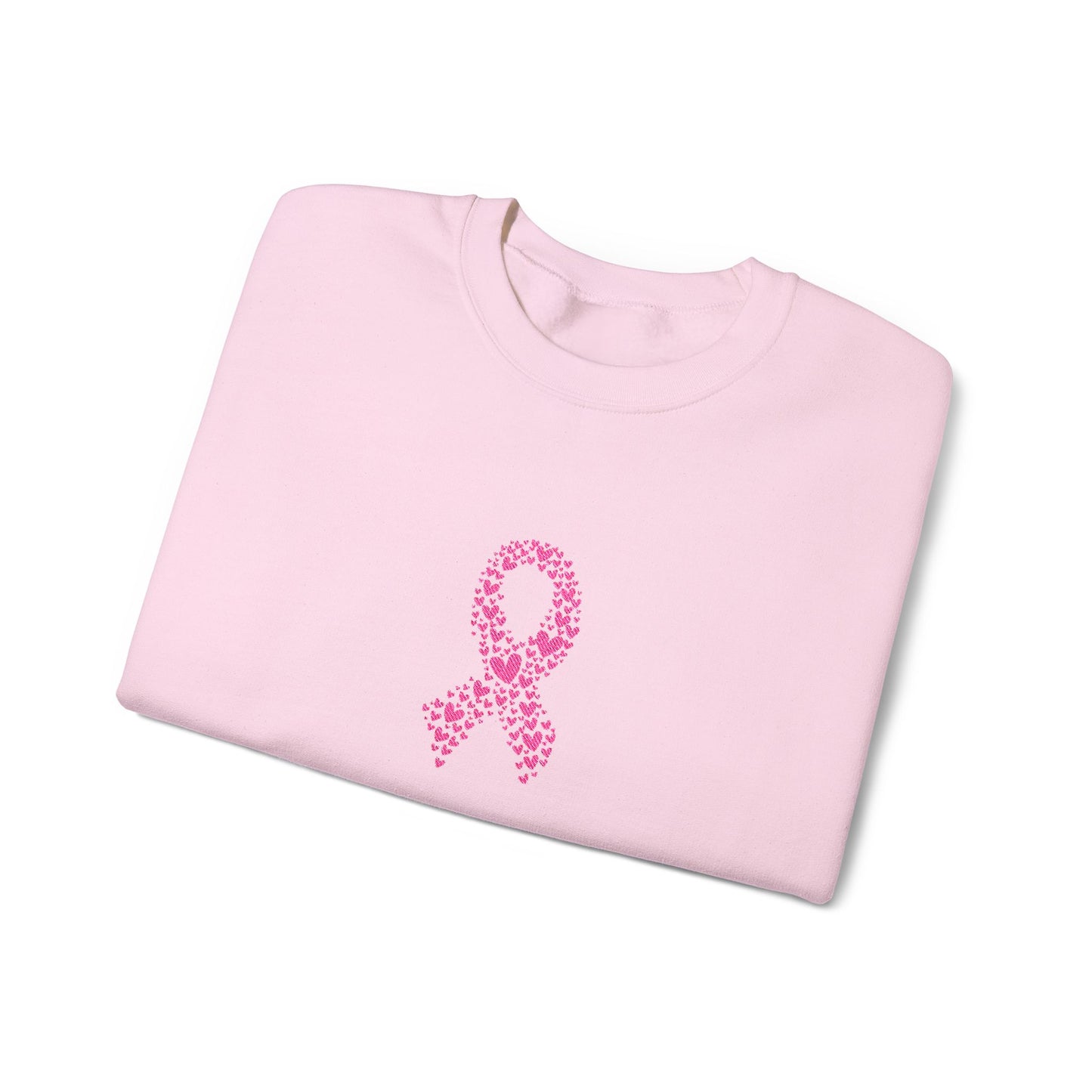 Embroidered Pink Ribbon Awareness Sweatshirt - Cozy Unisex Crewneck