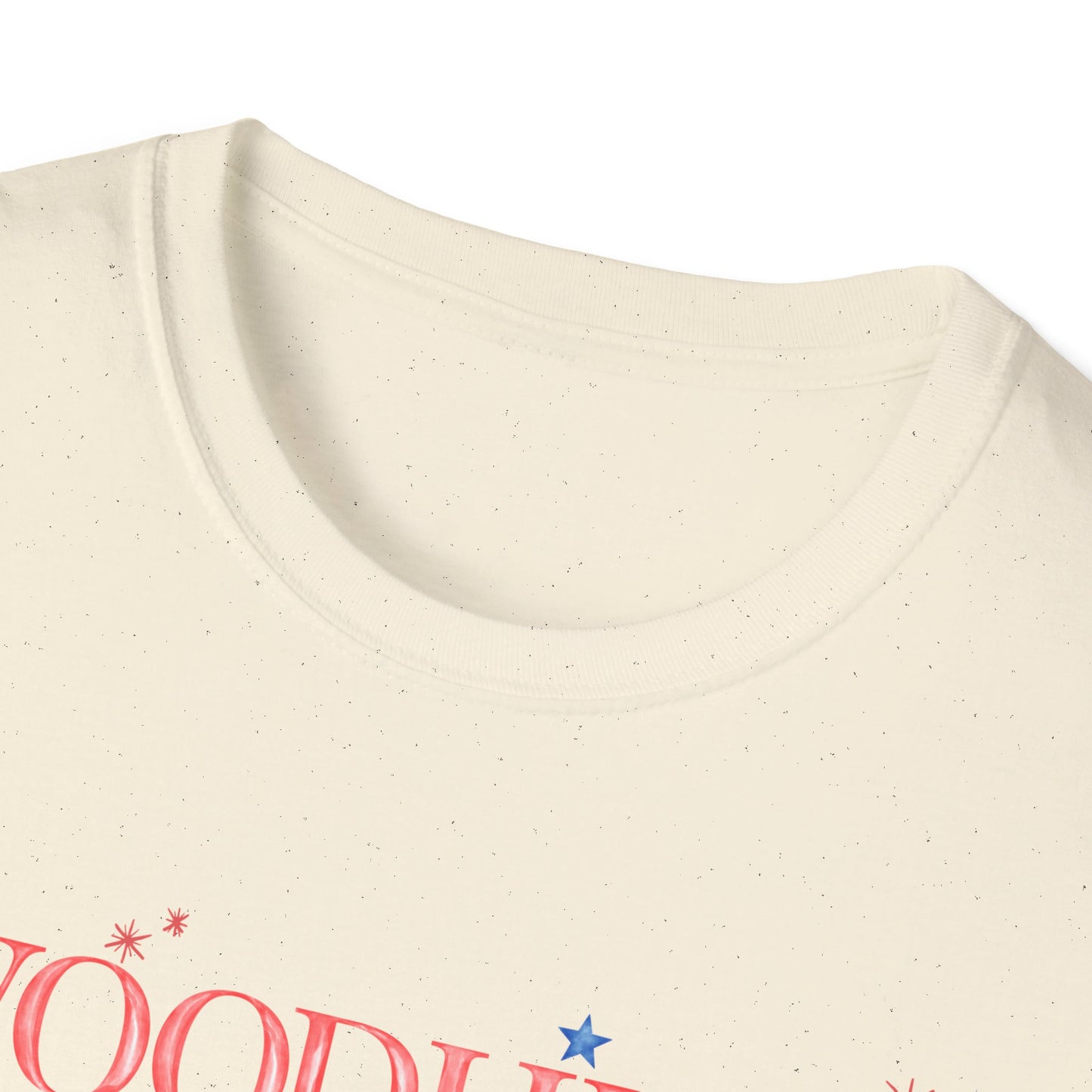 Flag Day Unisex Softstyle T-Shirt with Woodhull Shines Bright in Stars + Stripes Design- Holiday