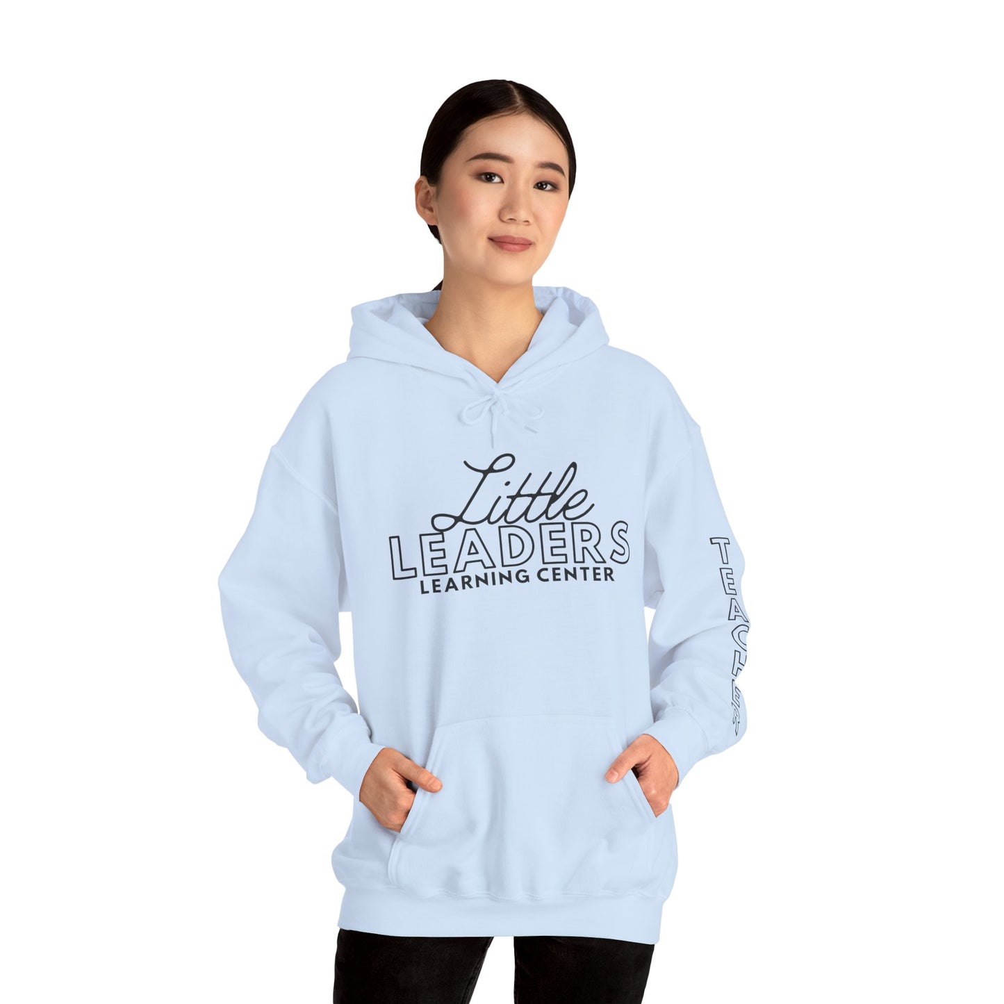 Little Leaders Teacher Simple Design Hoodie w/ Teacher on Sleeve - Cozy Unisex Sweatshirt