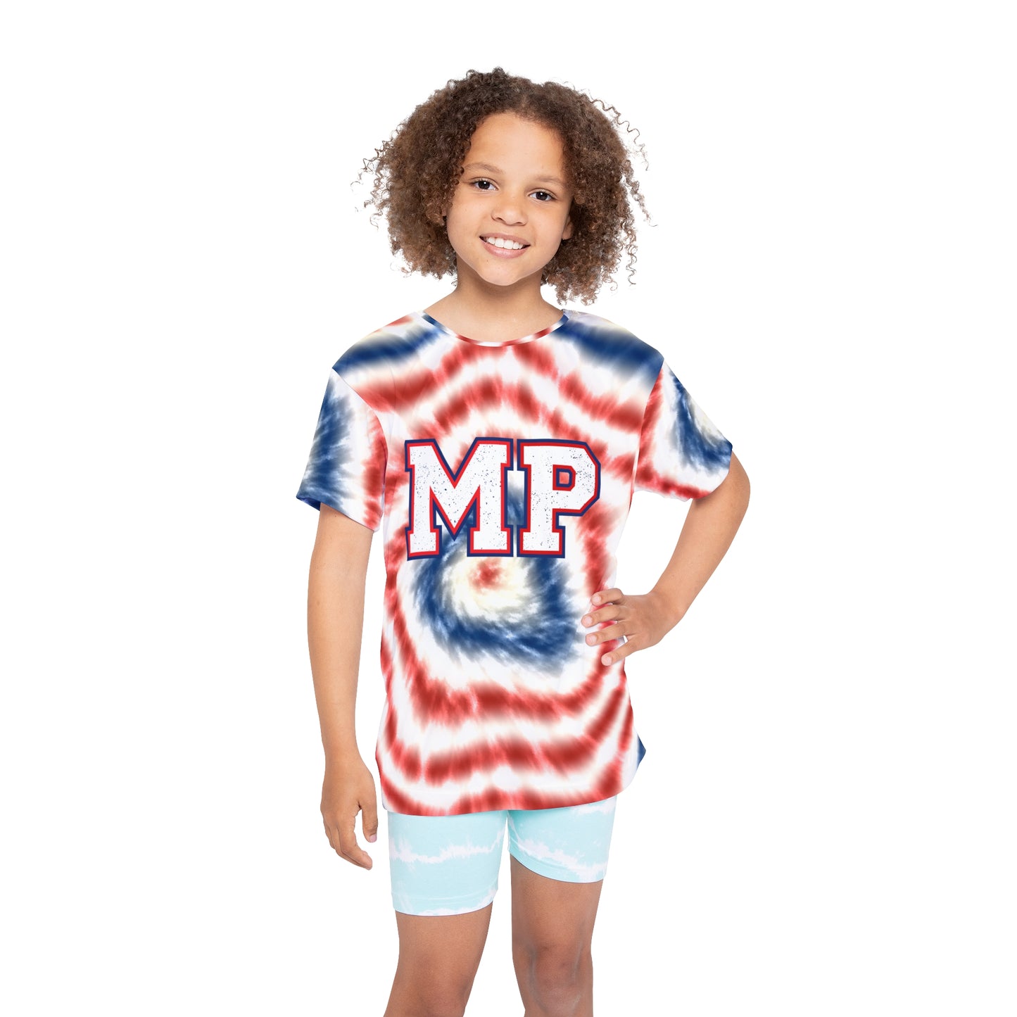 Miller Place - Kids Sports Jersey - Red/White/Blue Spiral Tie-Dye