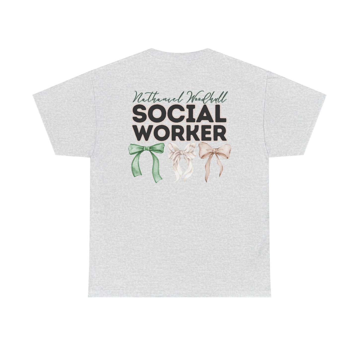 Woodhull Social Worker and Bows- Unisex Heavy Cotton Tee with Bow Design