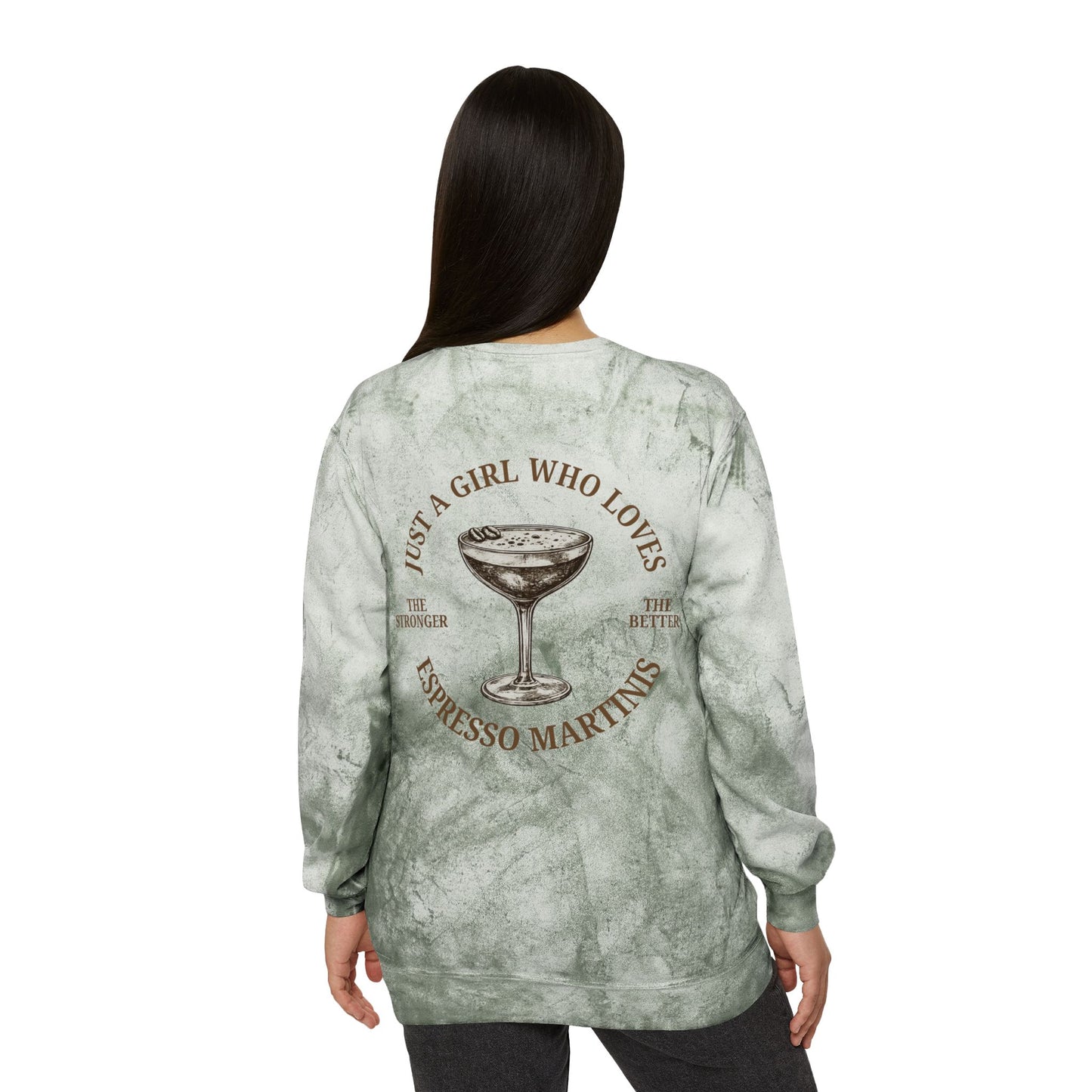 "Just a Girl Who Loves Espresso Martinis" Tie-Dye Crewneck- Summer