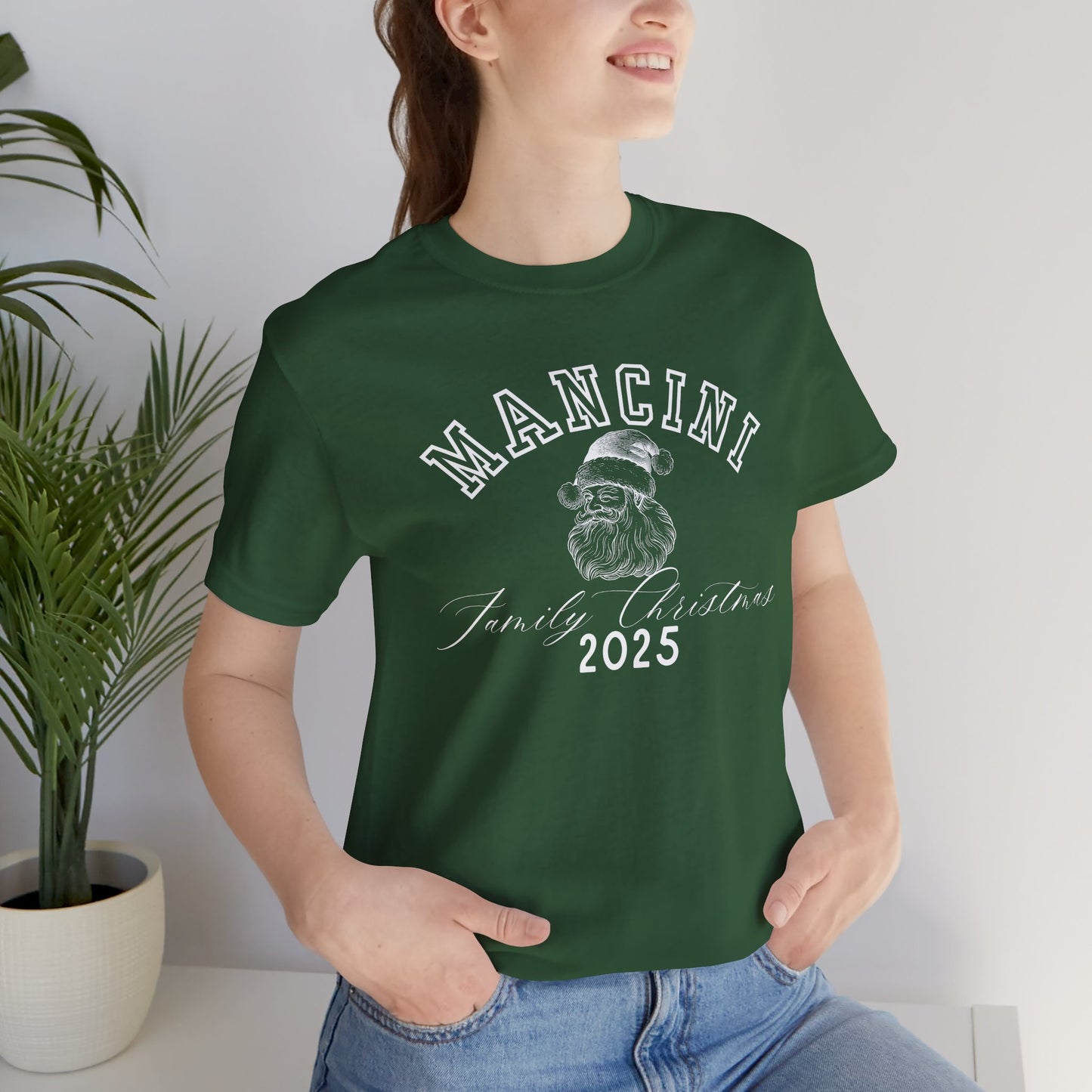 FAMILY NAME- SANTA- Personalized- Unisex Jersey Short Sleeve Tee