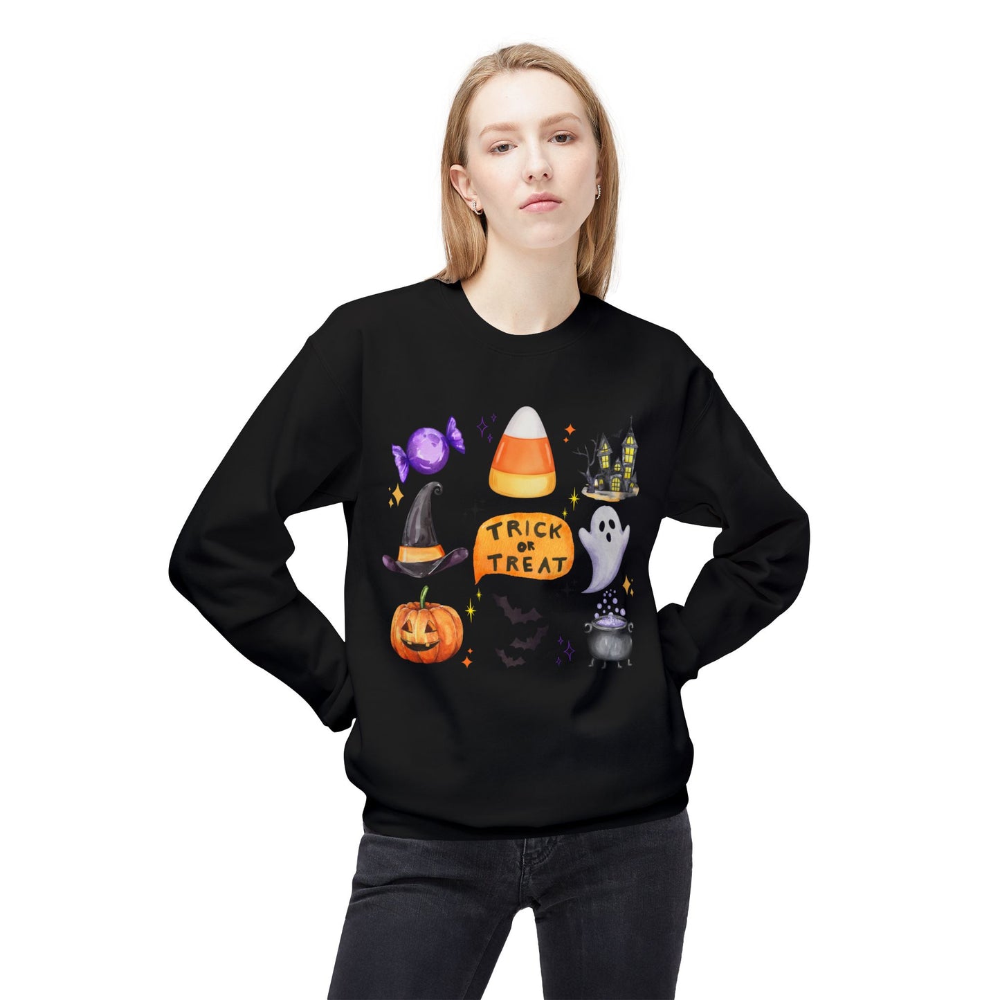 Trick or Treat- Unisex Midweight Softstyle Fleece Crewneck Sweatshirt