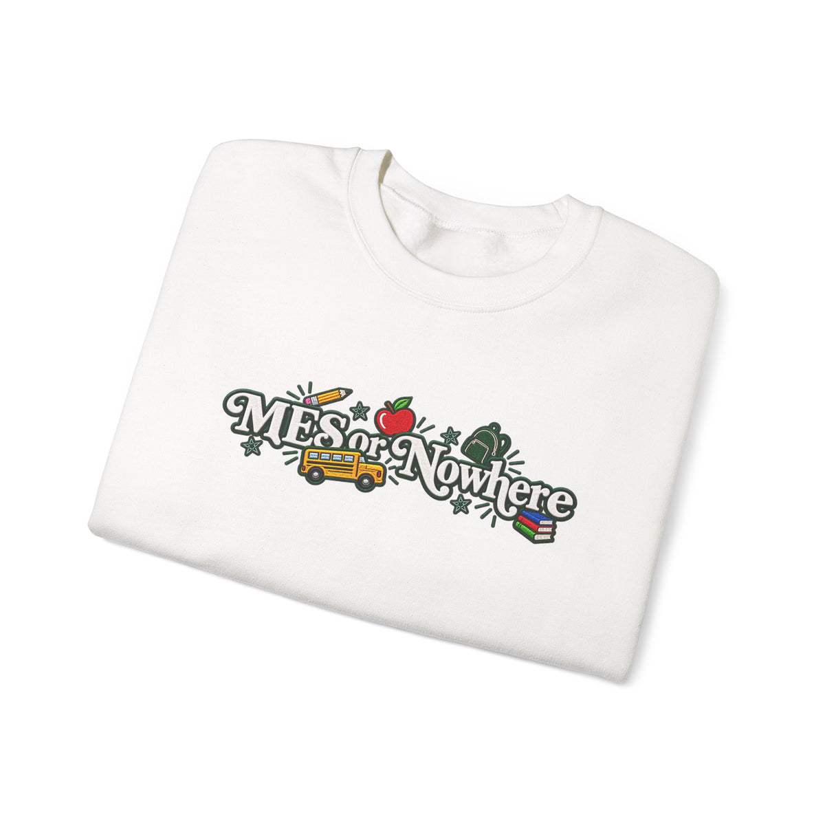 "MES or Nowhere w/ School Things" - Moriches Crewneck Sweatshirt