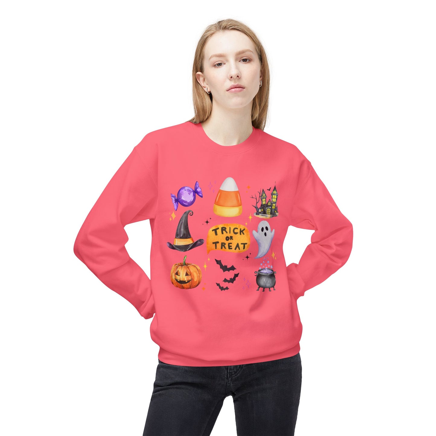 Trick or Treat- Unisex Midweight Softstyle Fleece Crewneck Sweatshirt