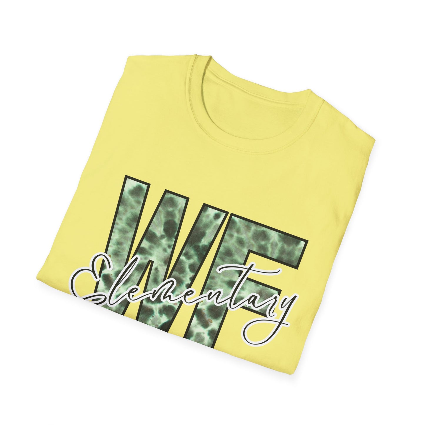 Tie Dye WFE Stylish Unisex Softstyle T-Shirt with WF Elementary Design