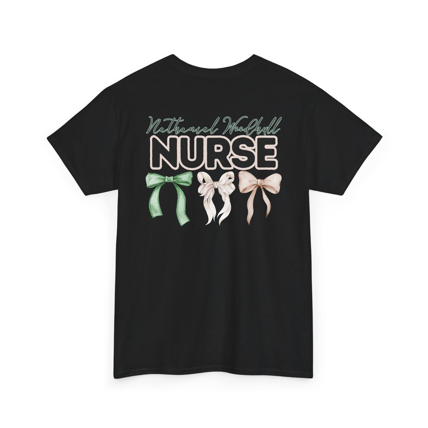 Woodhull Nurse and Bows- Unisex Heavy Cotton Tee with Bow Design