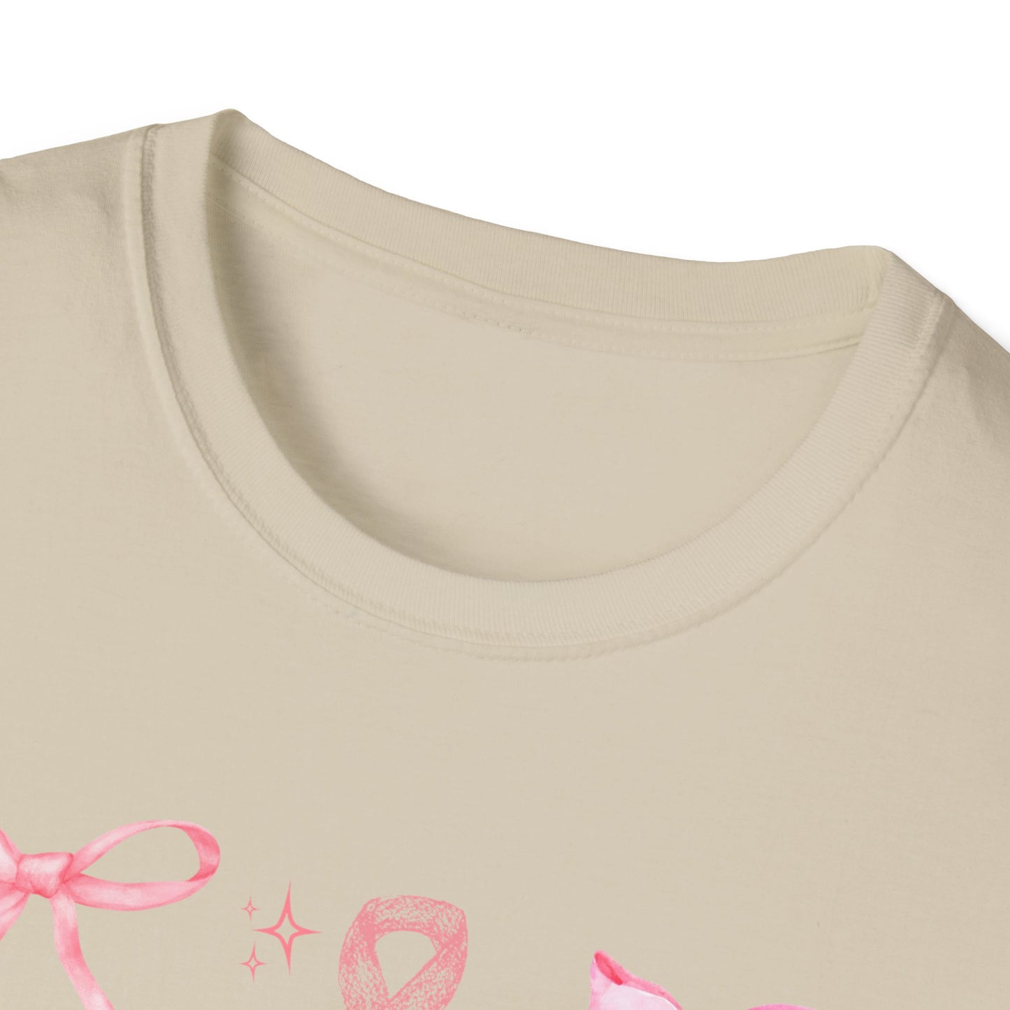 Breast Cancer Bows Awareness Tee, Unisex Softstyle T-Shirt
