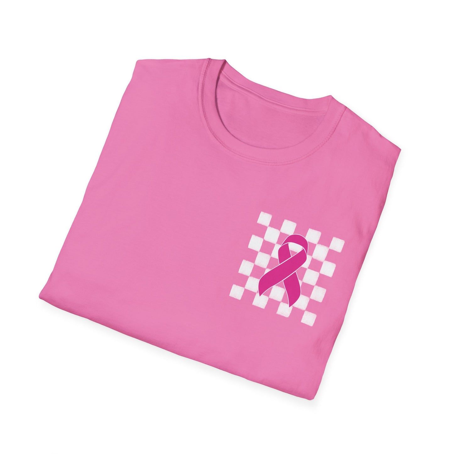 Checkered Pink Ribbon Awareness T-Shirt | Softstyle Tee