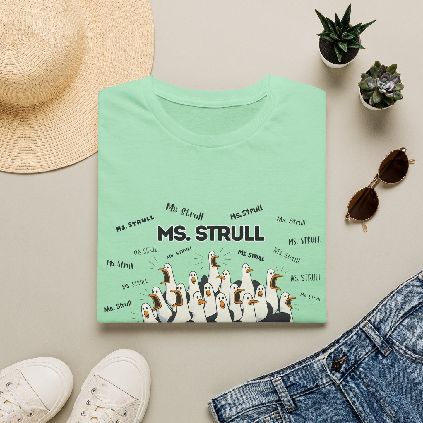 Ms. Strull - Seagull Crew Graphic T-Shirt — Personalized