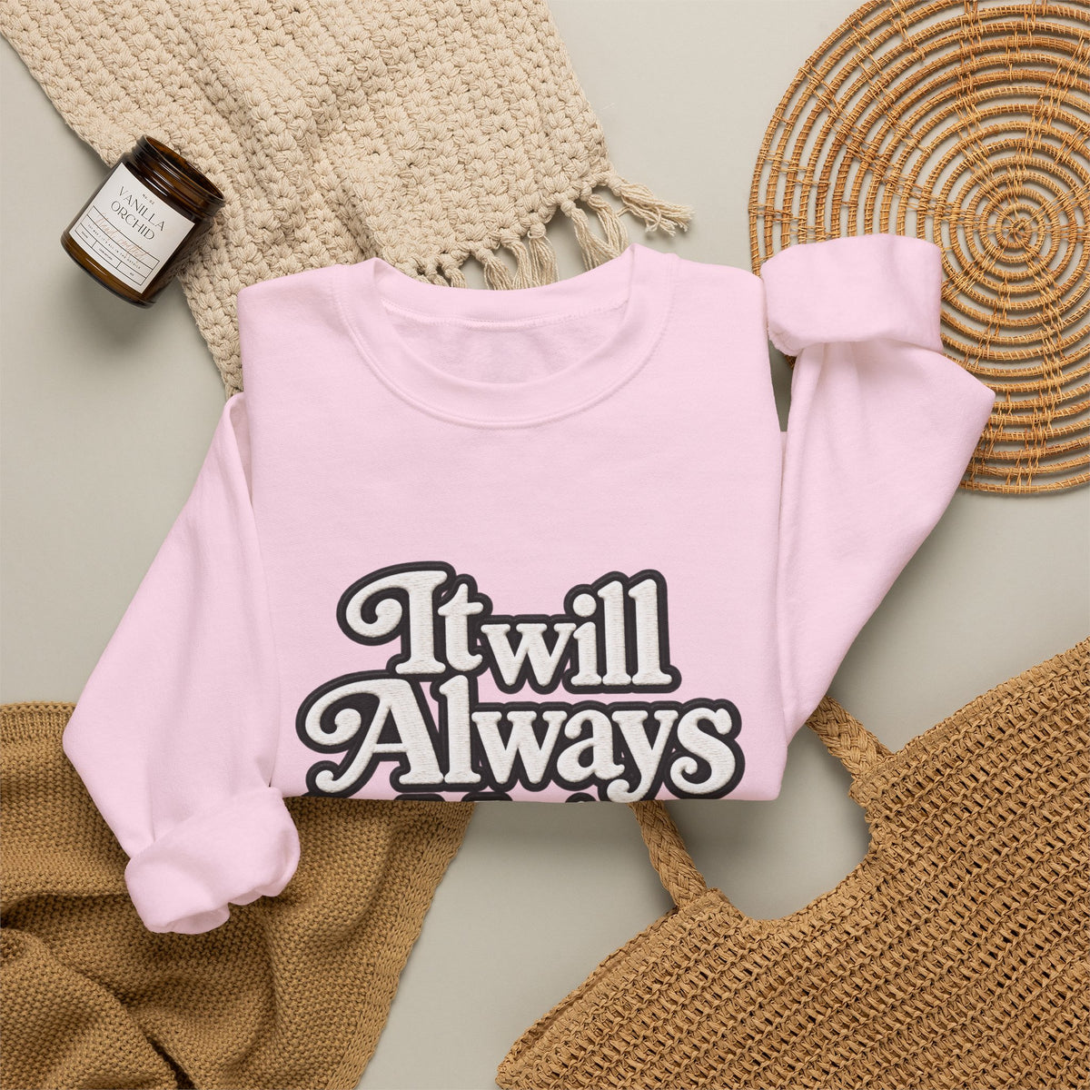 "Moriches or Nowhere" w/ apple- LARGE FRONT Crewneck Sweatshirt