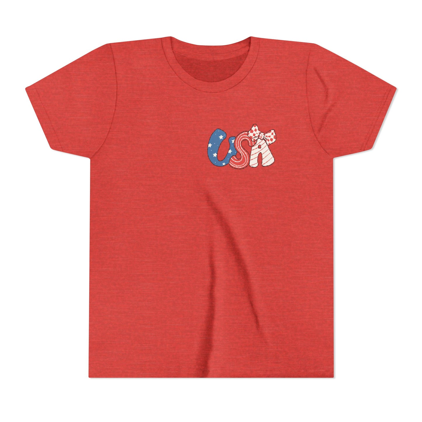 Patriotic Youth Tee for Girls, USA - Kids Short Sleeve Shirt, Holiday Mini