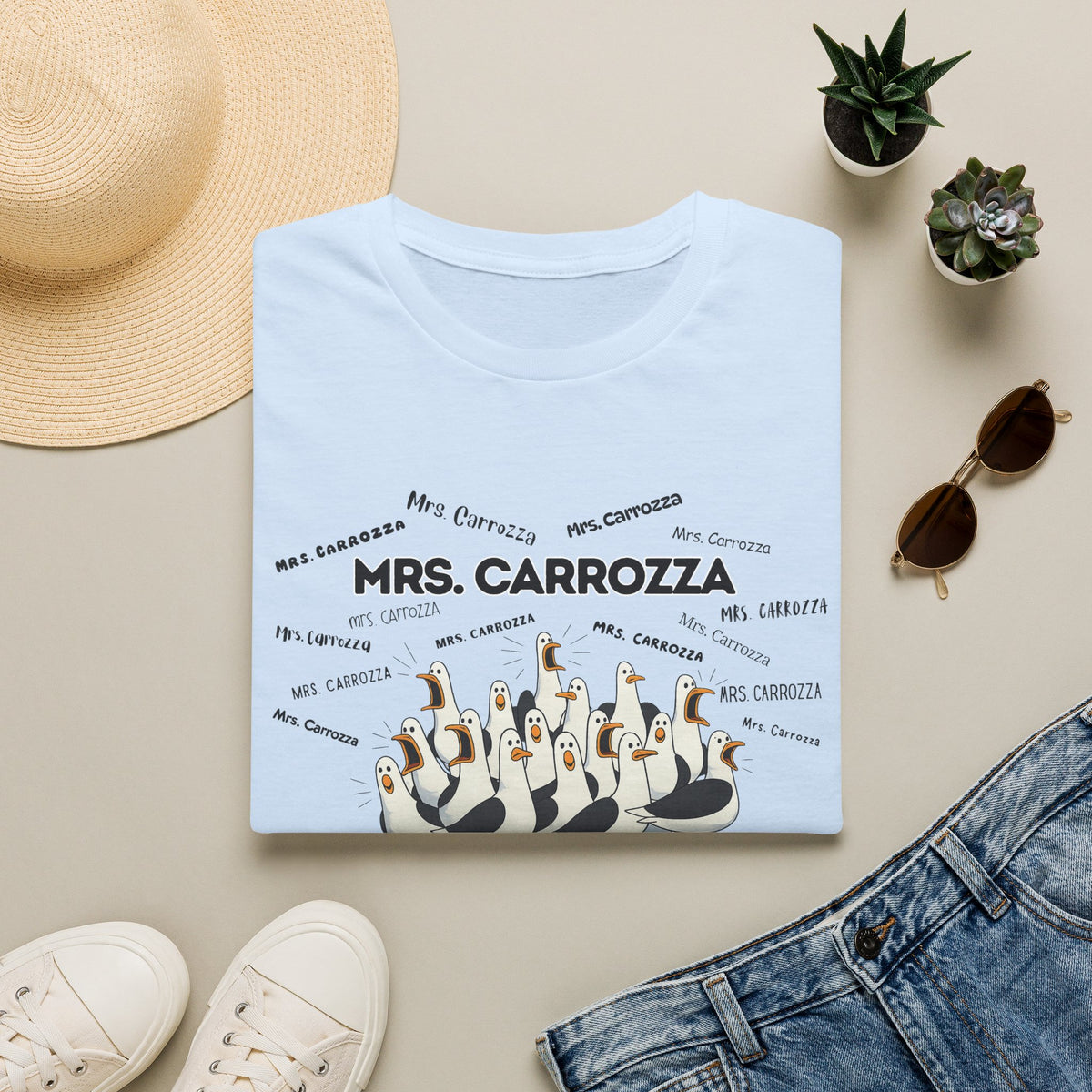 Mrs. Carrozza- Seagull Crew Graphic T-Shirt — Personalized
