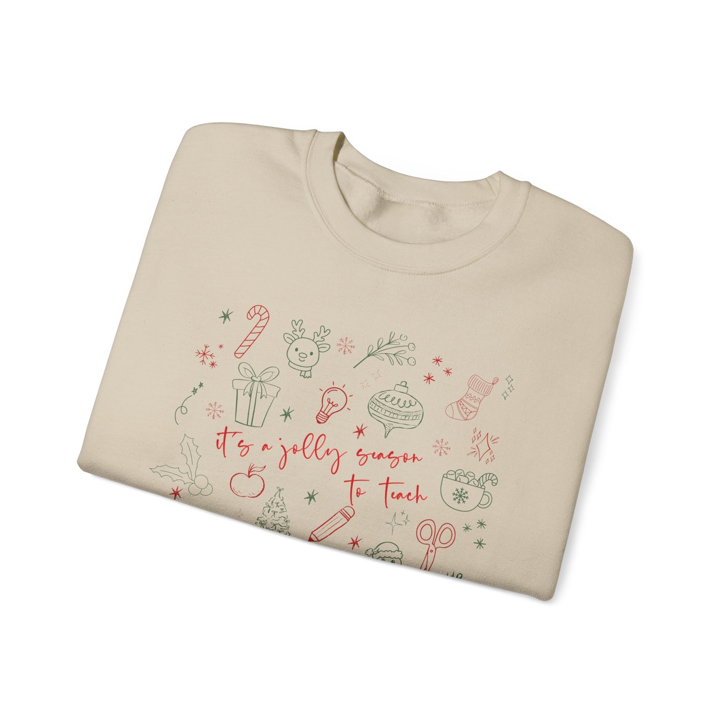 Christmas Doodle Design "It's a jolly season to teach" Crewneck