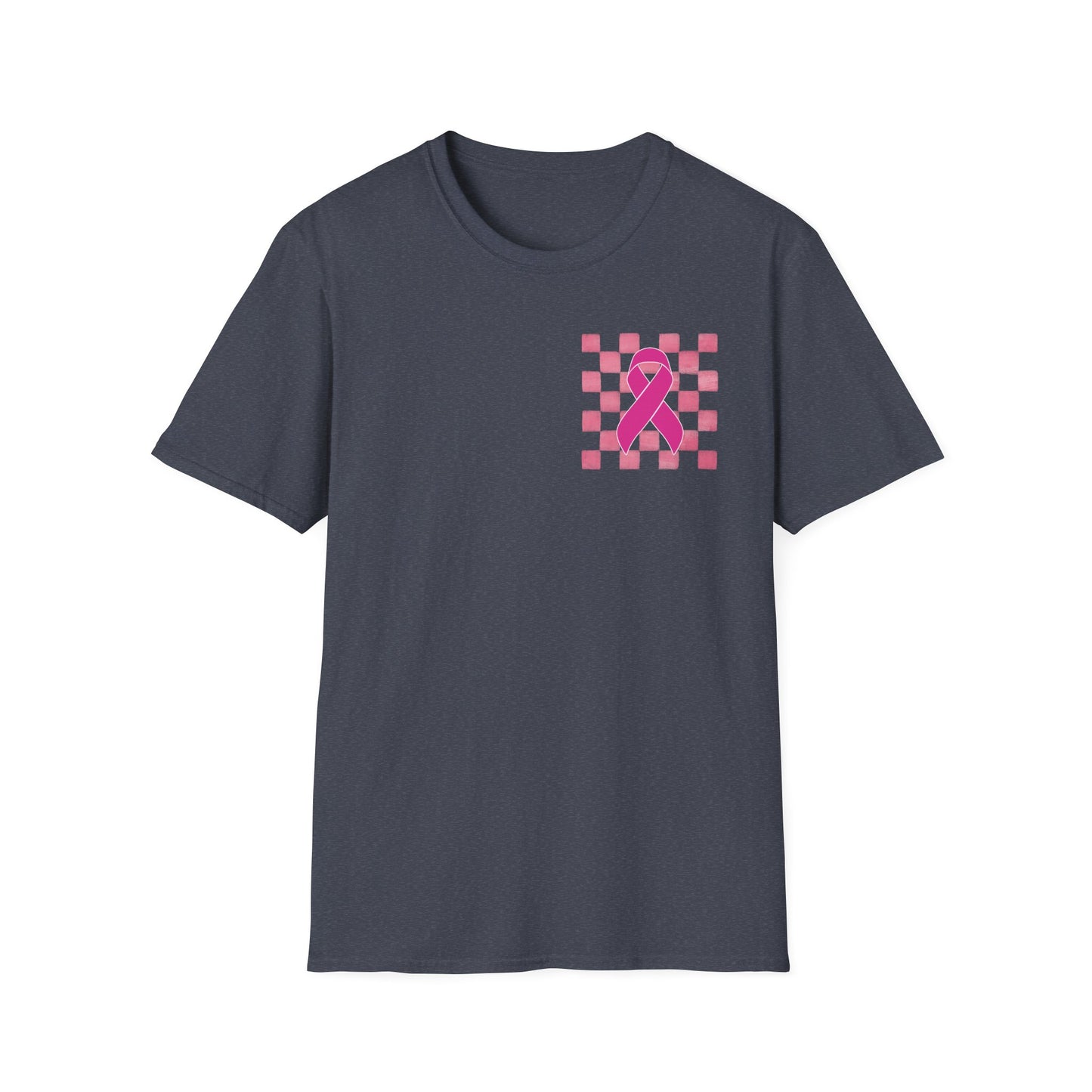 Checkered Pink Ribbon Awareness T-Shirt | Softstyle Tee