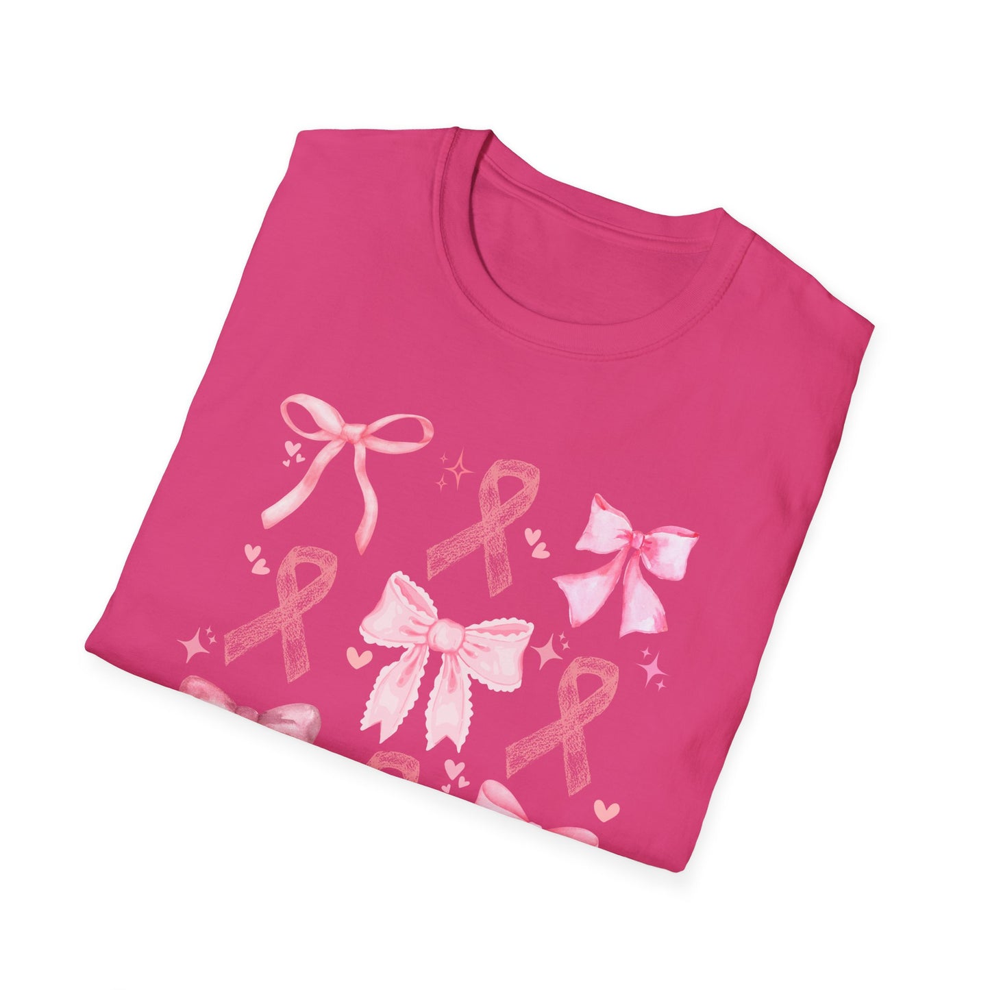 Breast Cancer Bows Awareness Tee, Unisex Softstyle T-Shirt