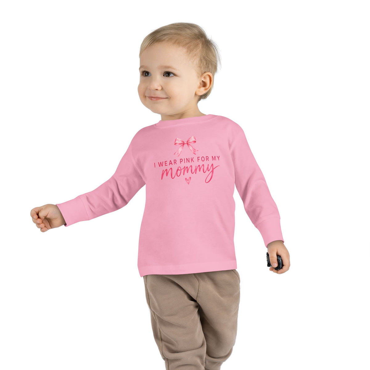 "I wear Pink for my Mommy" Breast Cancer Awareness -Toddler Long Sleeve Tee