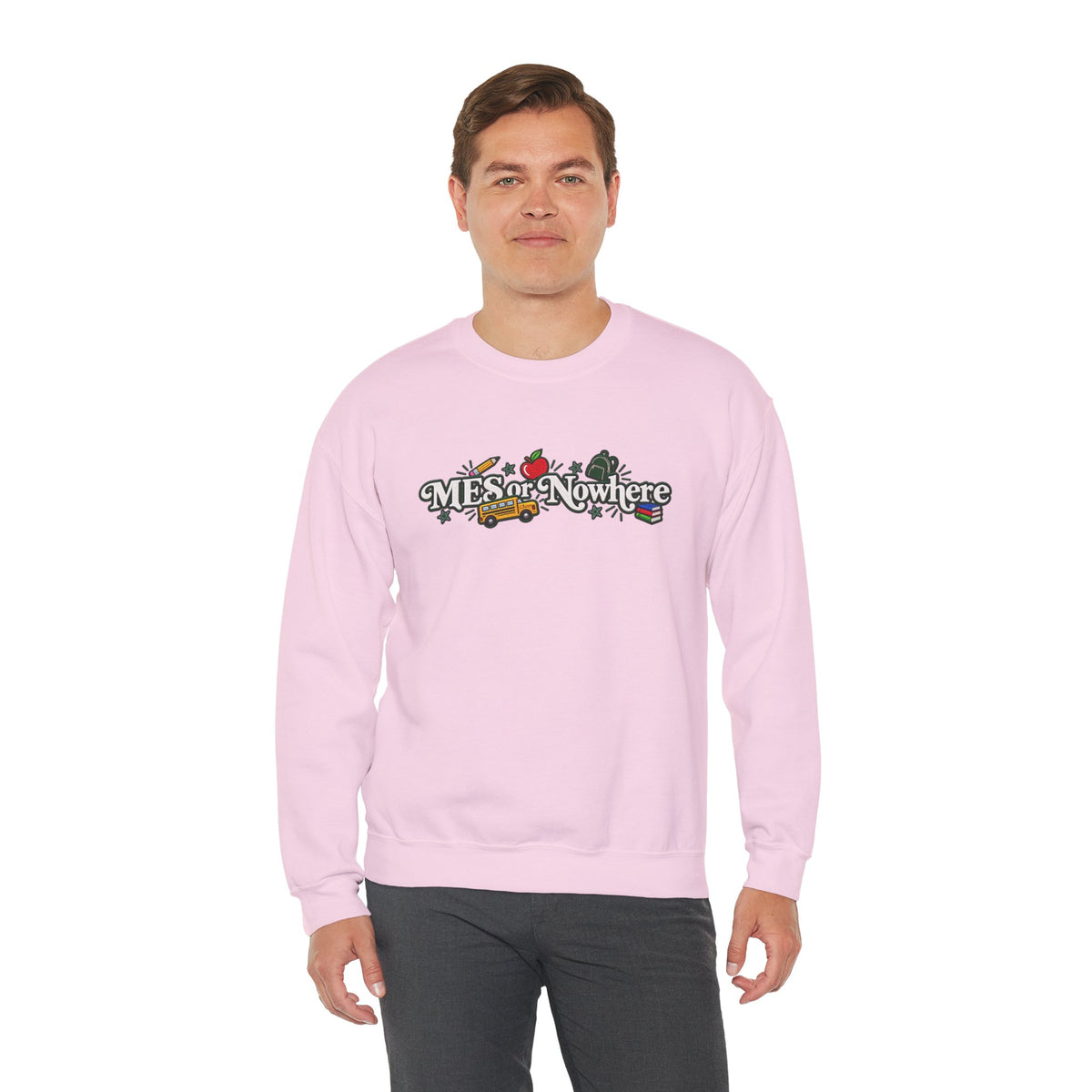 "MES or Nowhere w/ School Things" - Moriches Crewneck Sweatshirt