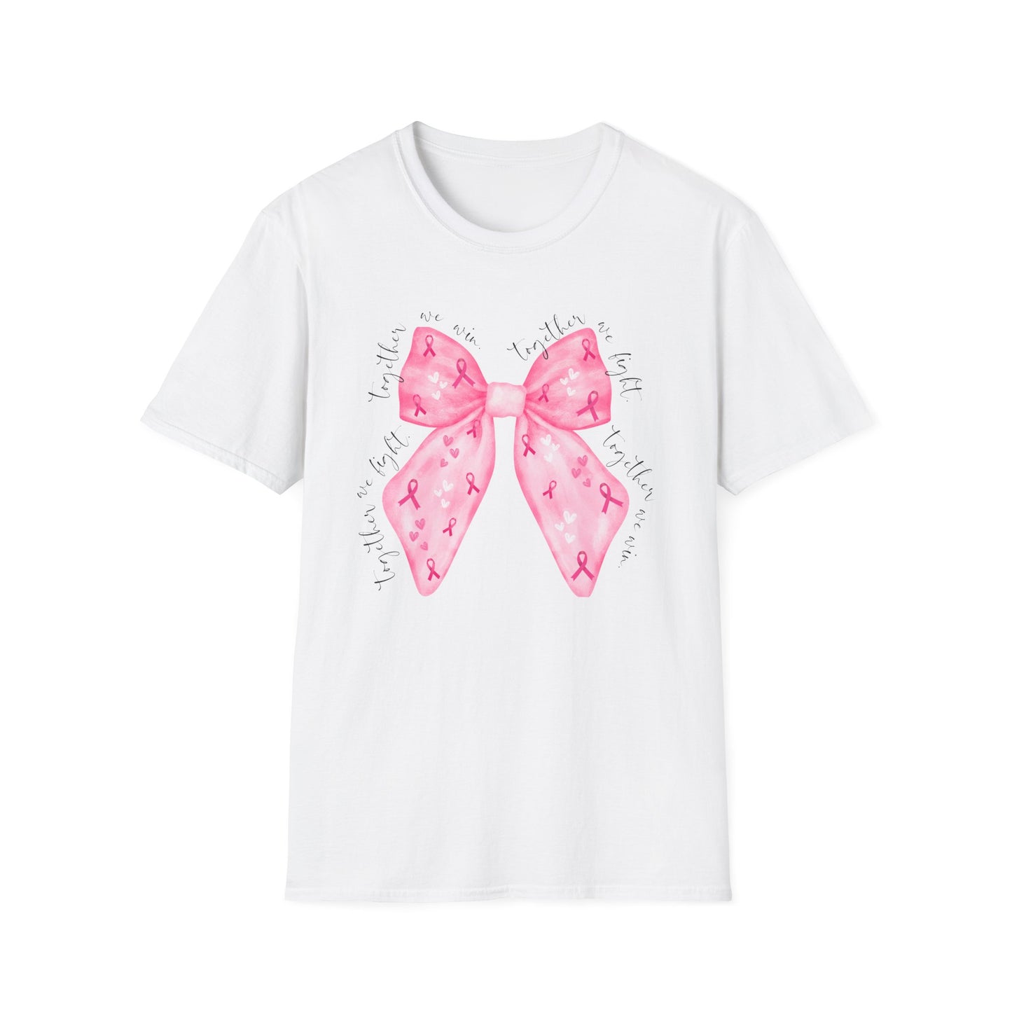 We Fight, We Win- Breast Cancer Awareness Tee, Unisex Softstyle T-Shirt