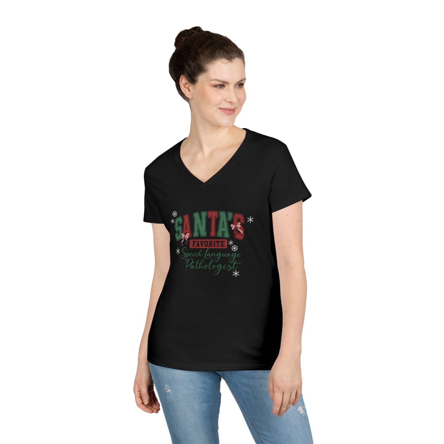 Santa’s Favorite Speech Language Pathologist- Christmas V-Neck Tee