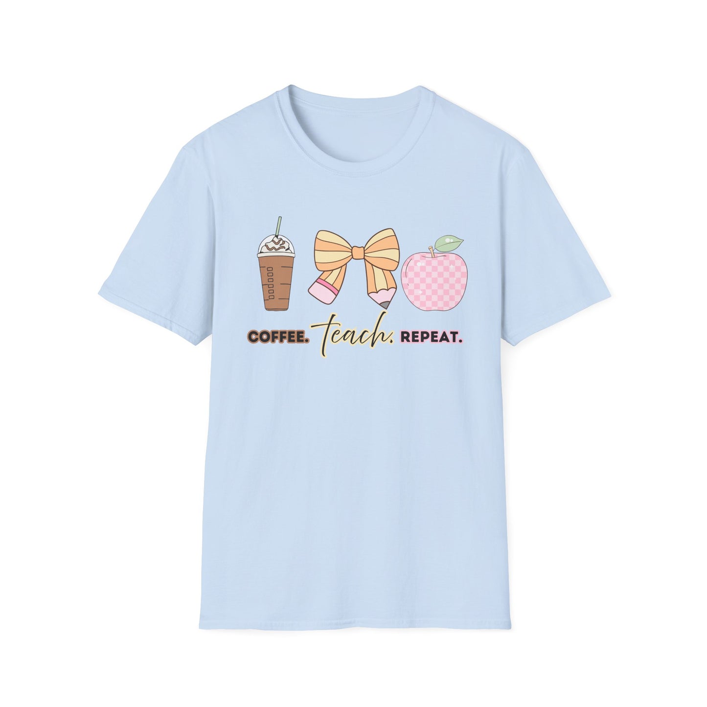 Coffee Teach Repeat Unisex Softstyle T-Shirt - Teacher