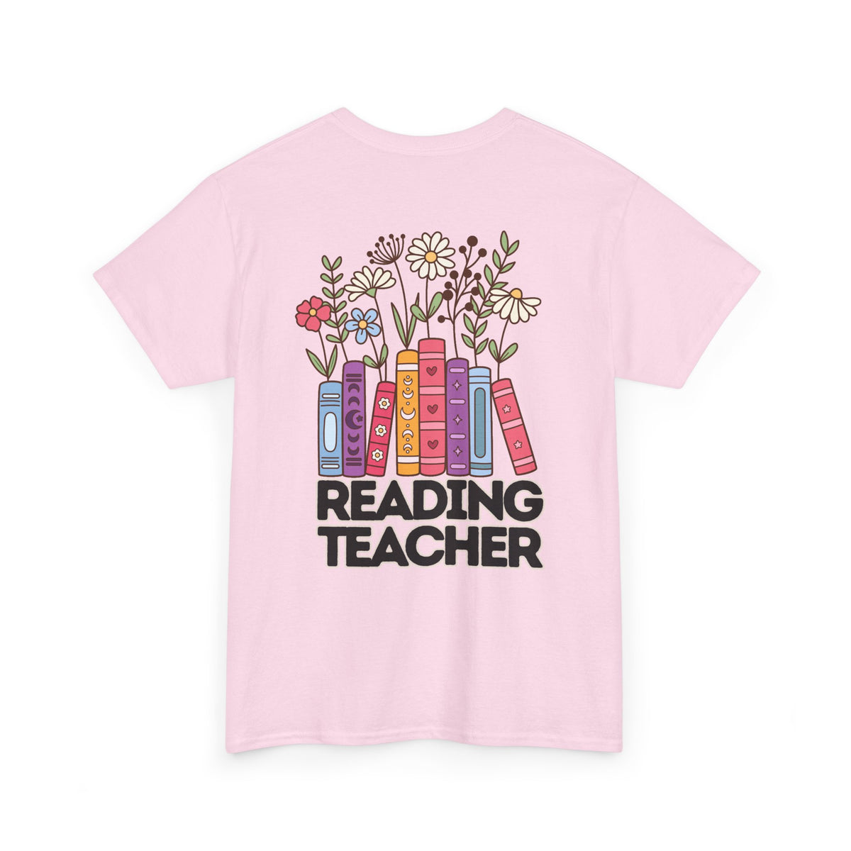 Moriches Reading Teacher with Books- Unisex Heavy Cotton Tee with Bow Design