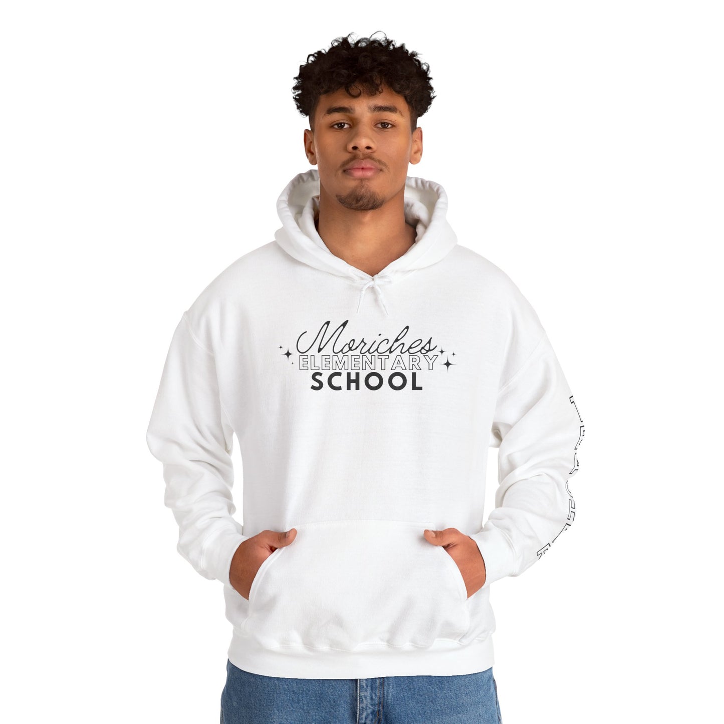Moriches Teacher Simple Design Hoodie w/ Teacher on Sleeve - Cozy Unisex Sweatshirt