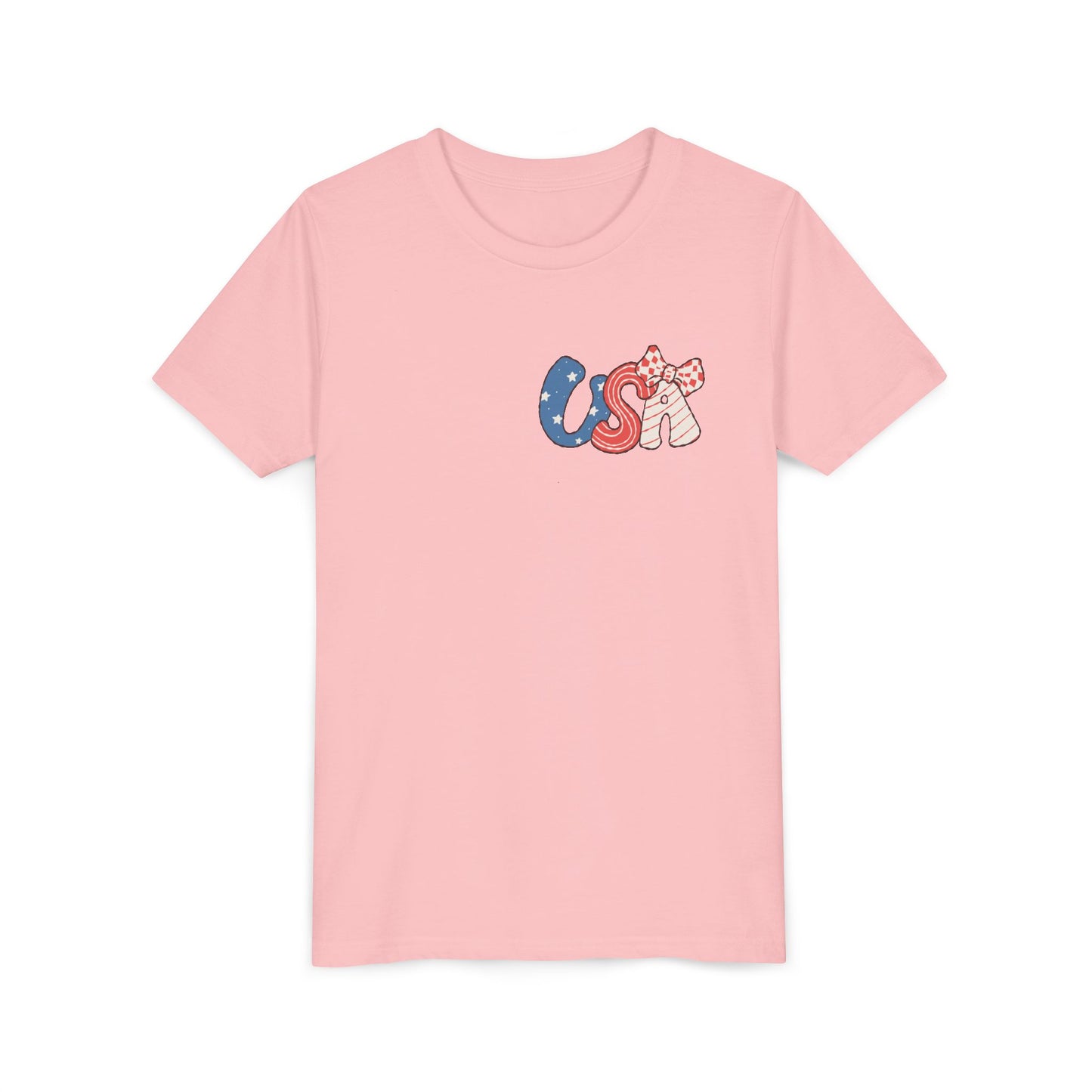 Patriotic Youth Tee for Girls, USA - Kids Short Sleeve Shirt, Holiday Mini