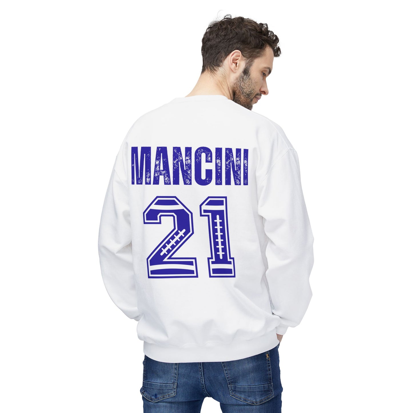 Mancini- Personalized - Sporty Football Sweatshirt for Fans, Unisex Crewneck with Team Spirit Design